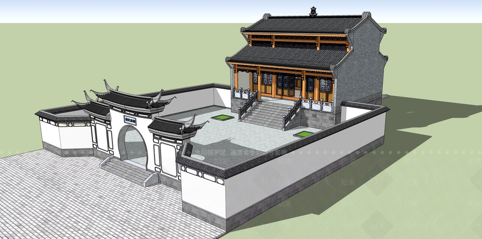 中式中古其他公共建筑SU模型下载【ID:1166219684】