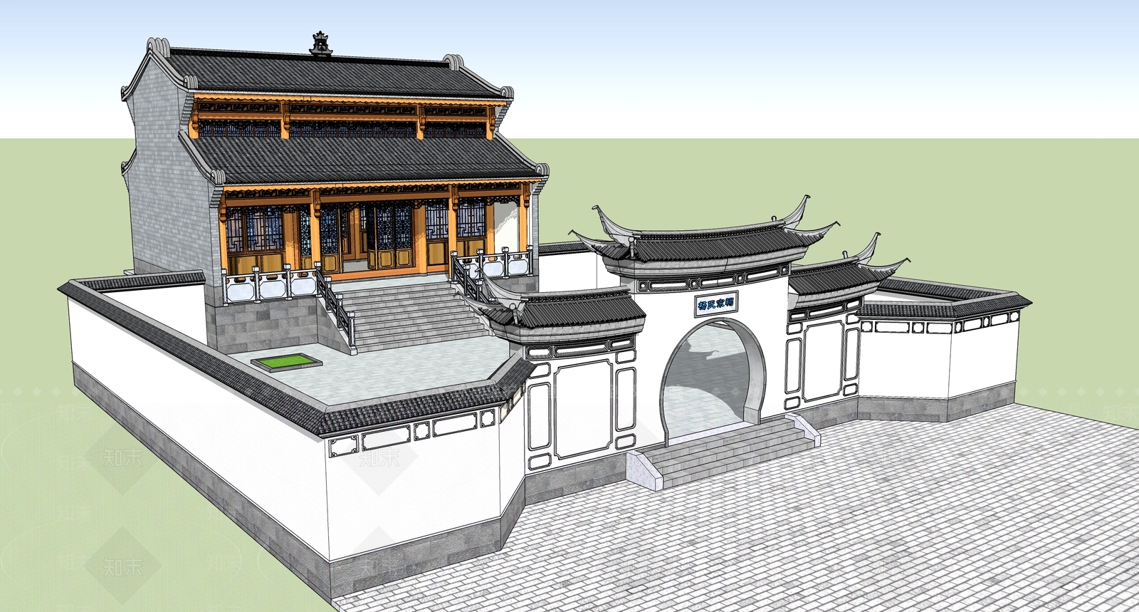 中式中古其他公共建筑SU模型下载【ID:1166219684】