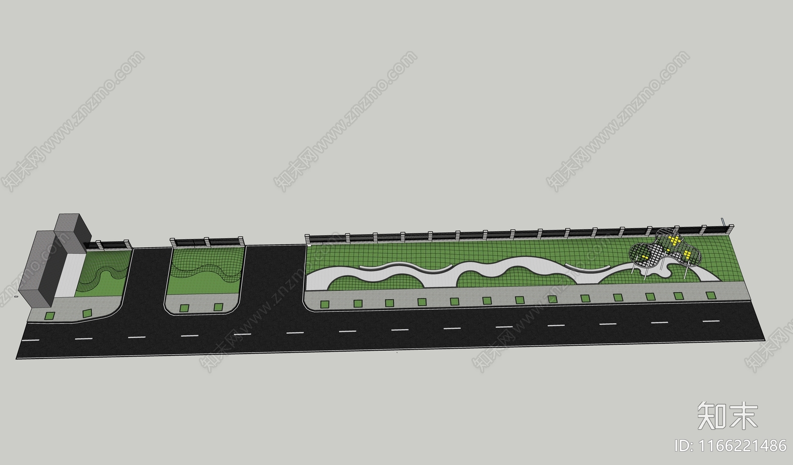 现代口袋公园SU模型下载【ID:1166221486】