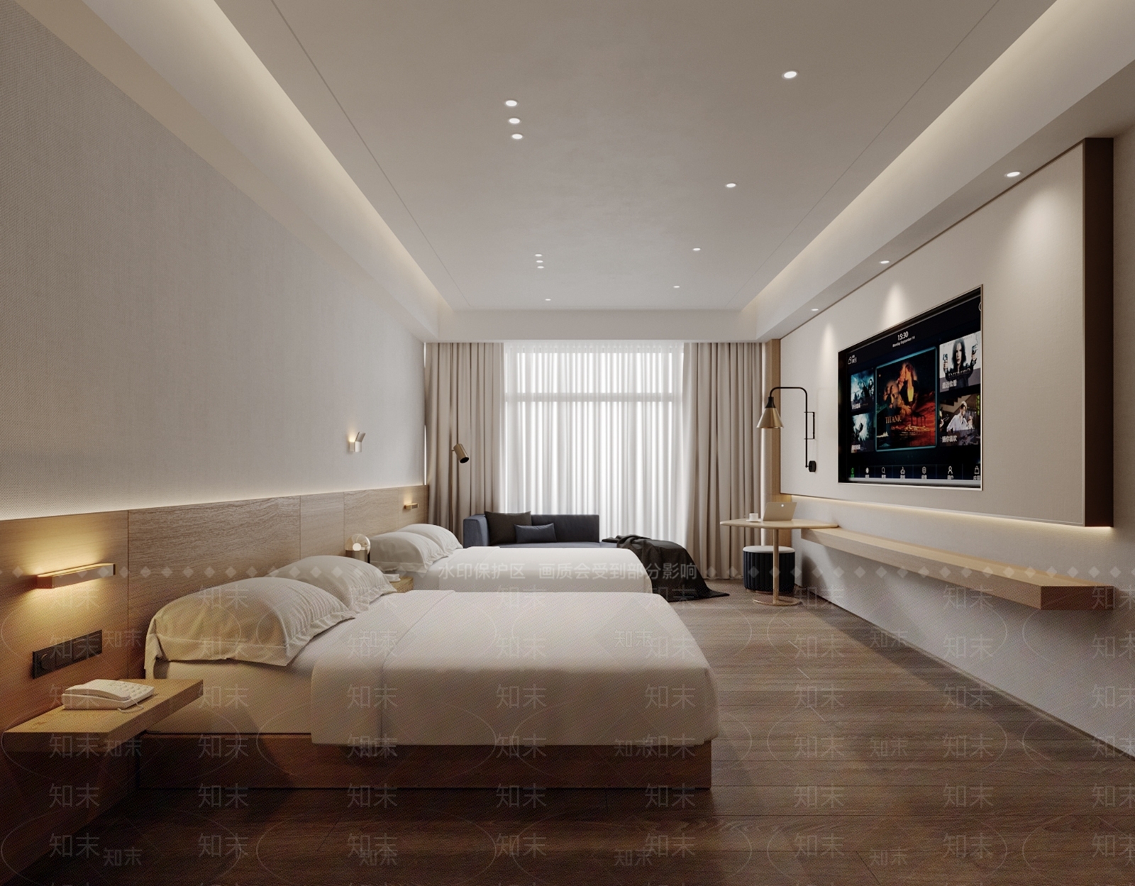 现代酒店客房SU模型下载【ID:1166227151】