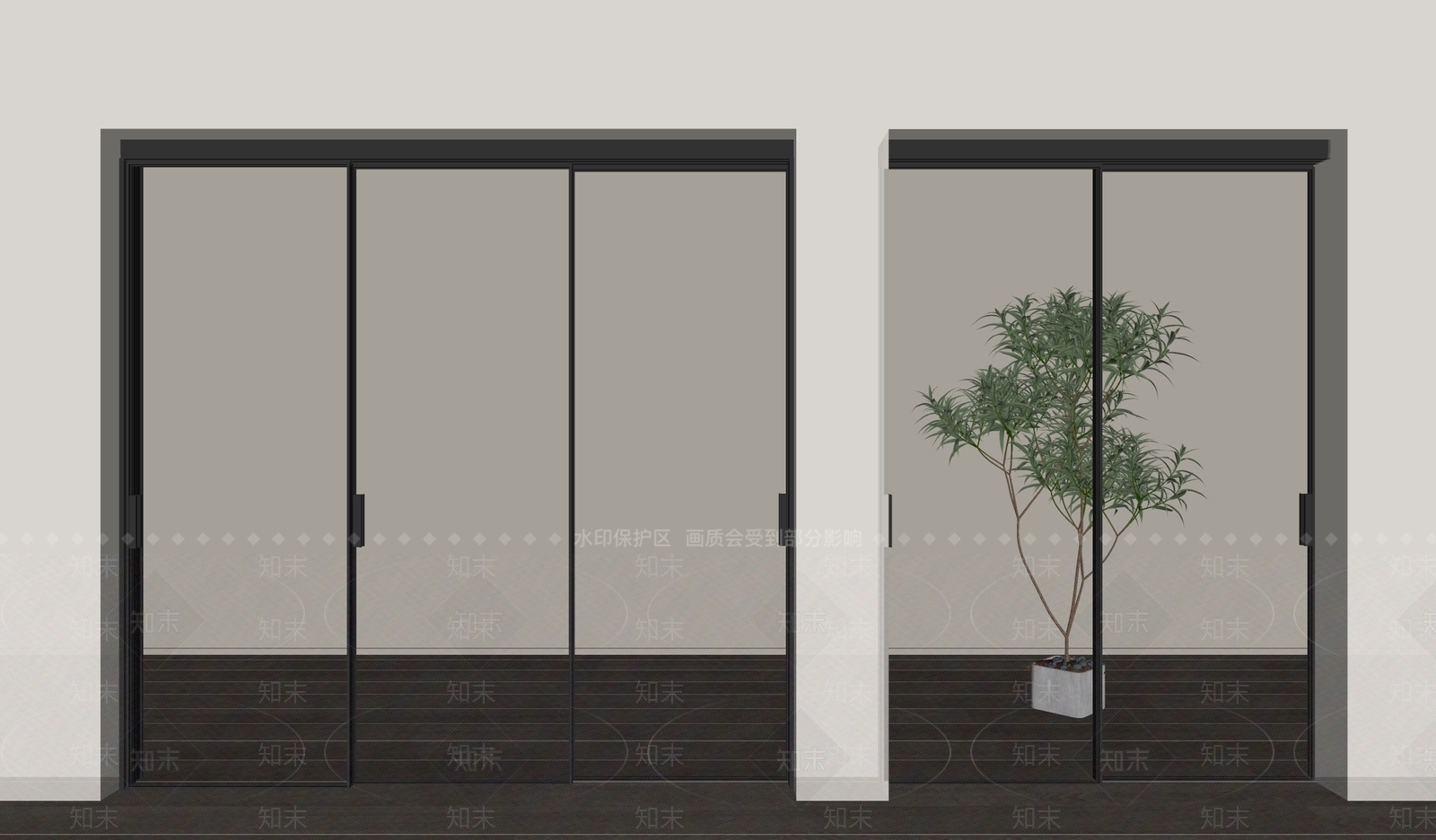 现代推拉门SU模型下载【ID:1166232810】