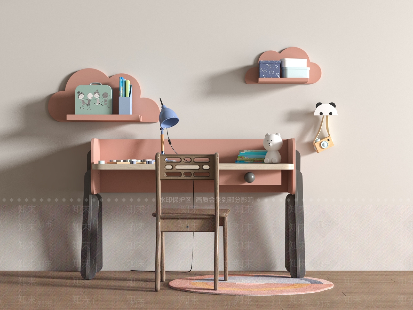现代儿童桌椅3D模型下载【ID:1166235653】