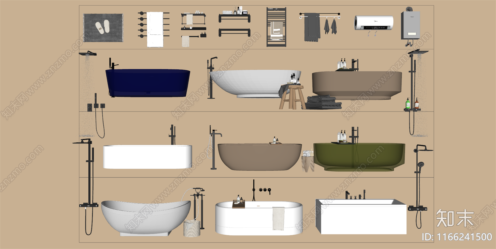 浴缸SU模型下载【ID:1166241500】