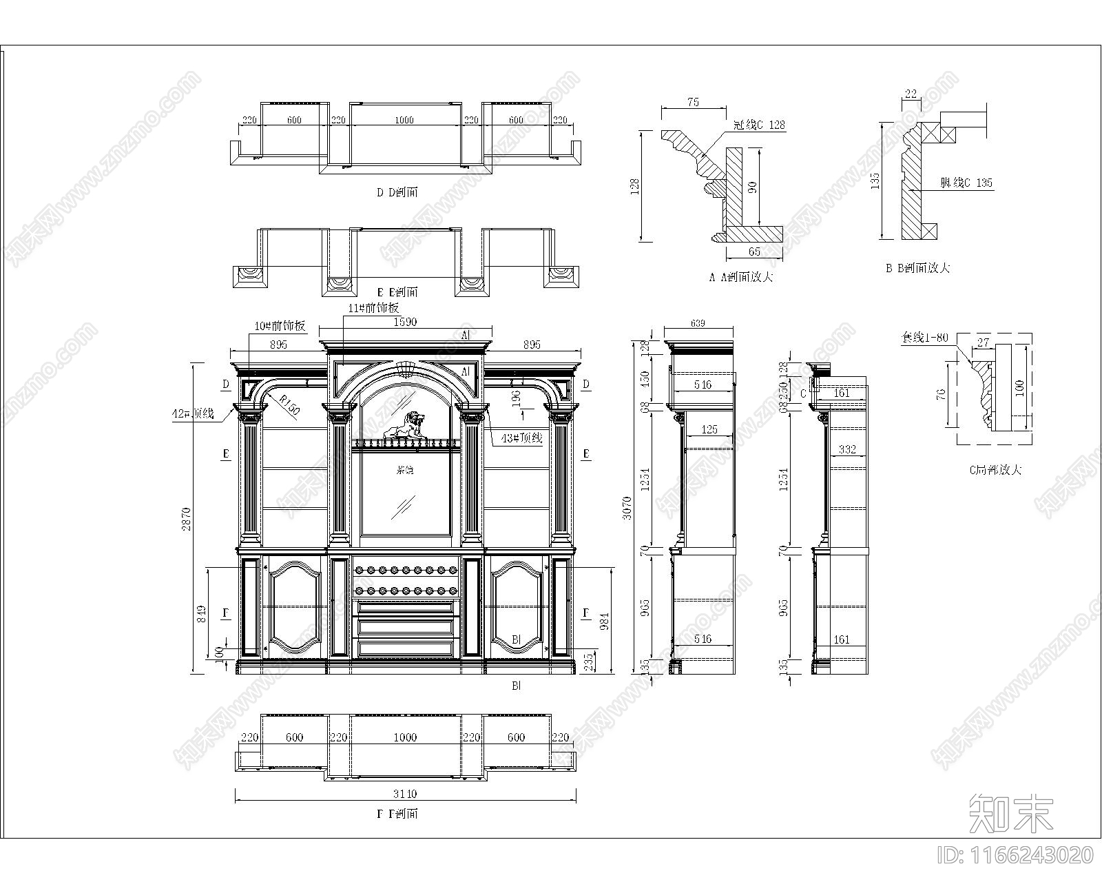 美式家具节点详图cad施工图下载【ID:1166243020】