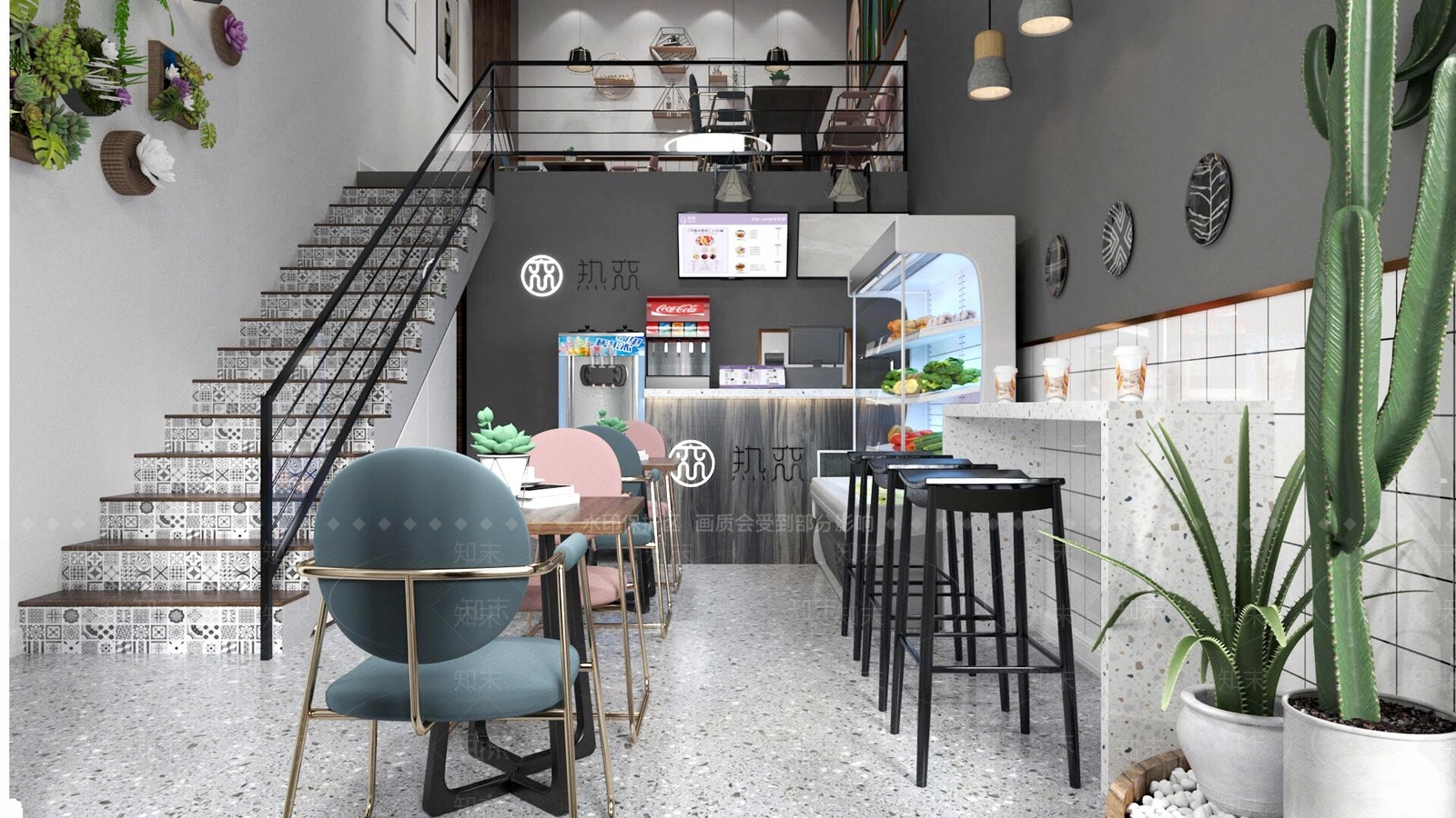 现代奶茶店3D模型下载【ID:1166246432】