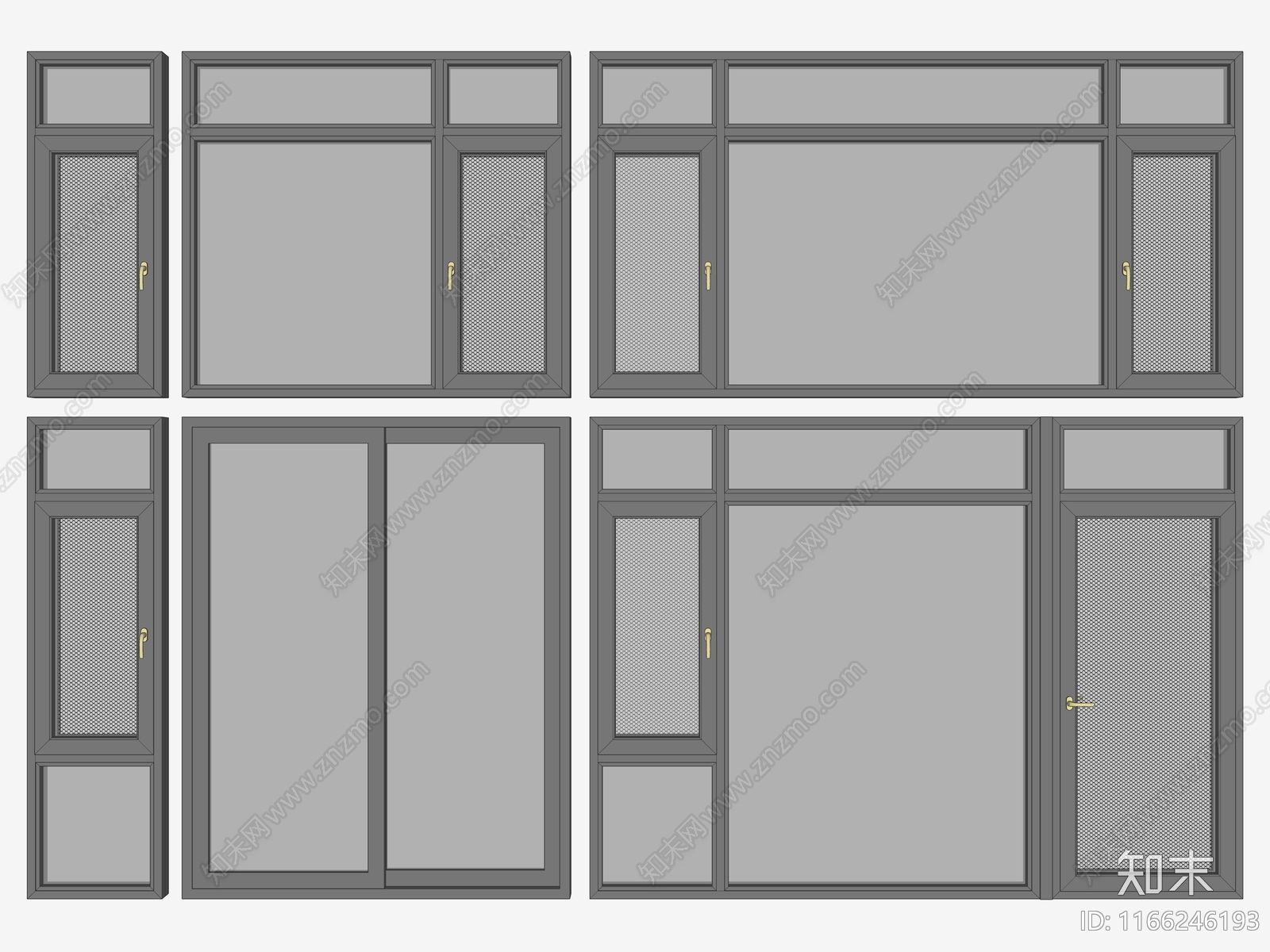 现代轻奢窗户组合SU模型下载【ID:1166246193】