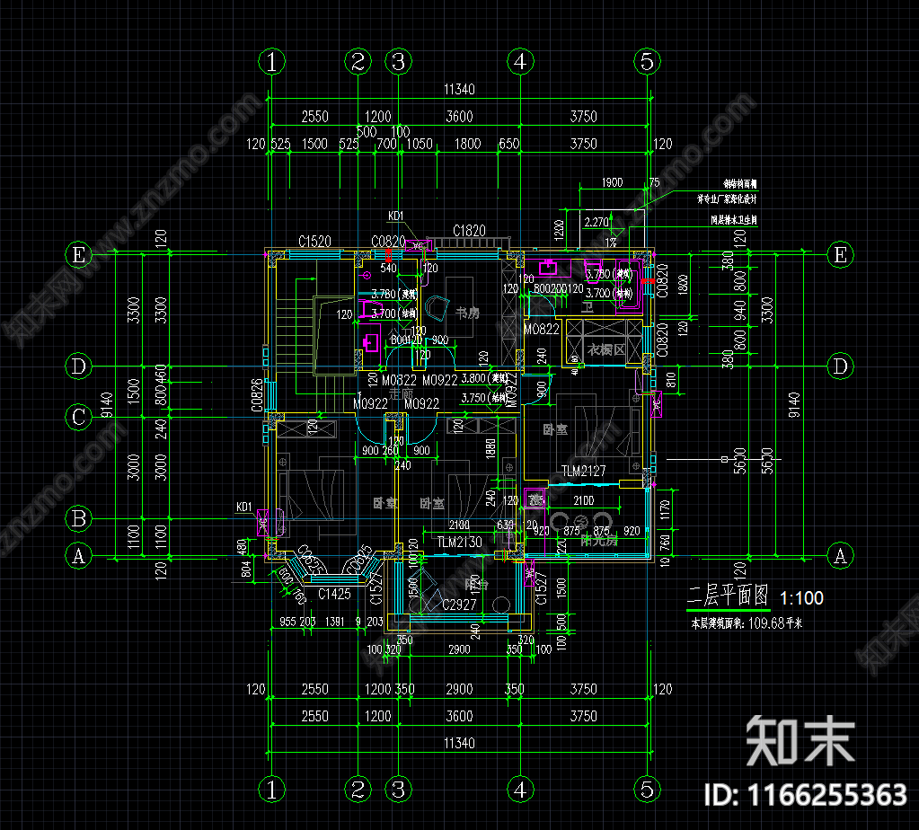 欧式简欧别墅建筑cad施工图下载【ID:1166255363】