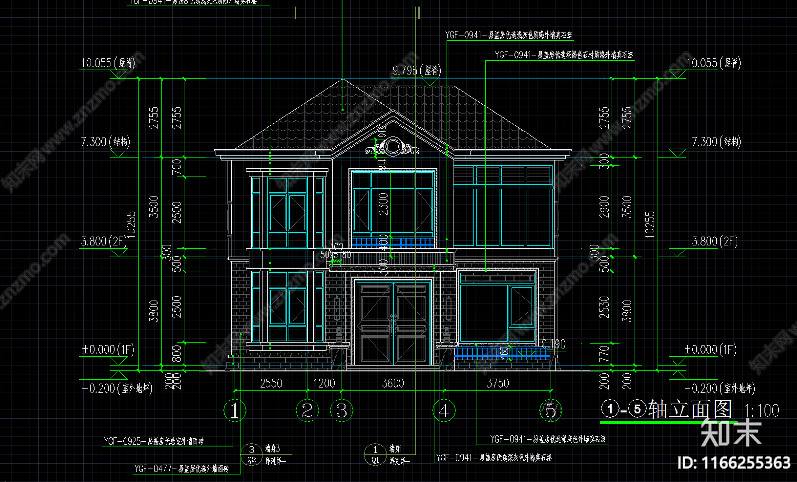 欧式简欧别墅建筑cad施工图下载【ID:1166255363】