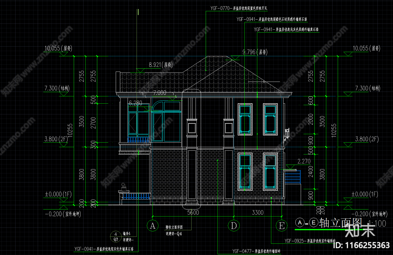 欧式简欧别墅建筑cad施工图下载【ID:1166255363】