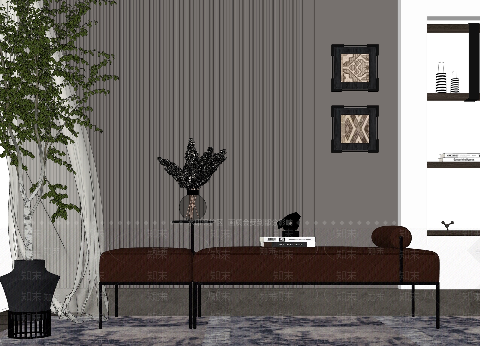 现代沙发凳SU模型下载【ID:1166254182】