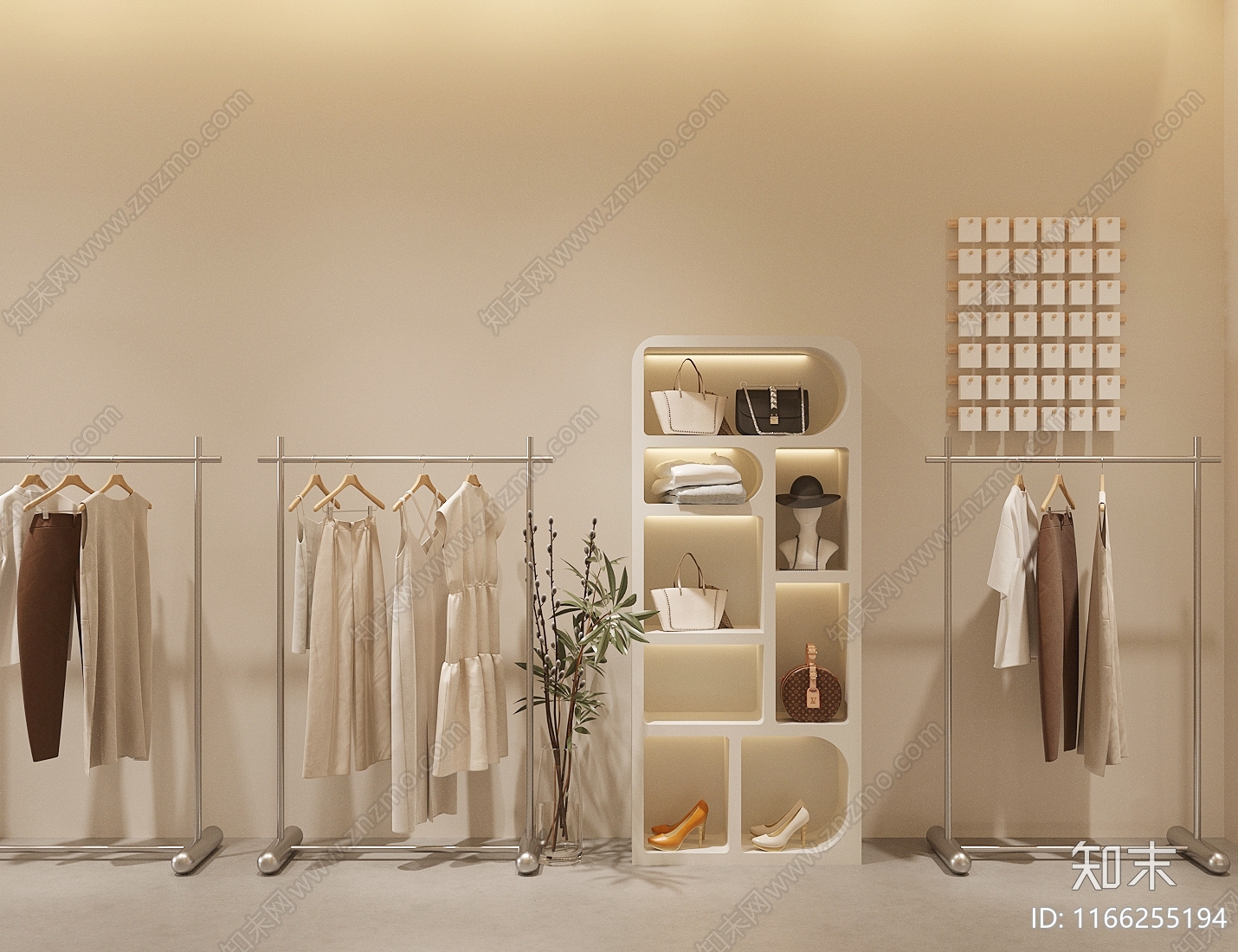 现代侘寂服装店3D模型下载【ID:1166255194】