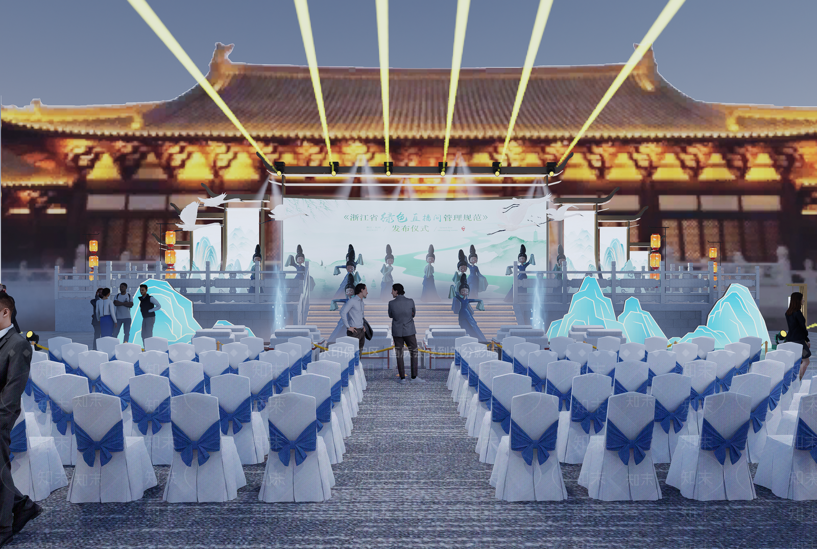 中式新中式舞台SU模型下载【ID:1166263976】