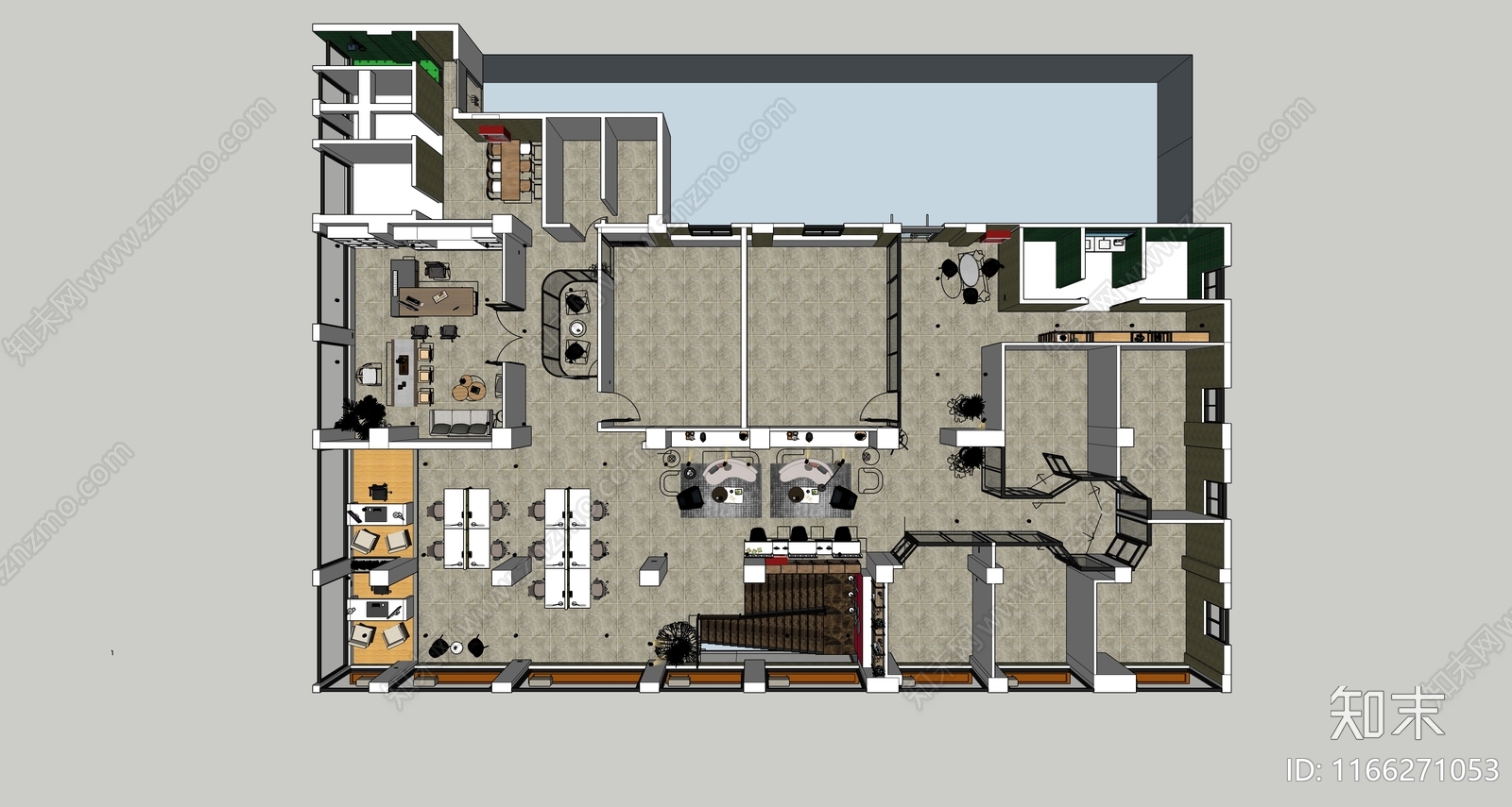 现代新中式会议室SU模型下载【ID:1166271053】