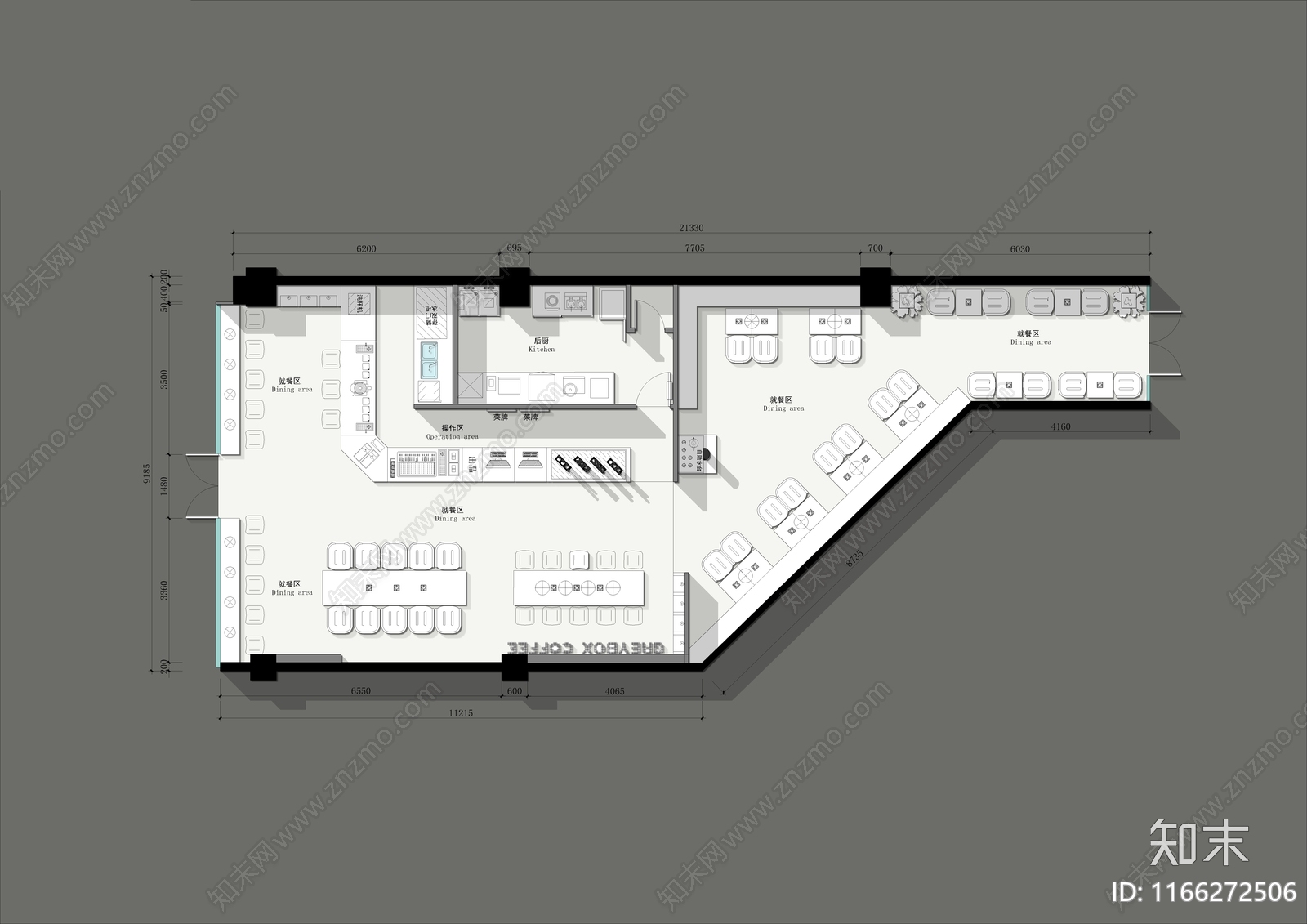 咖啡厅施工图下载【ID:1166272506】