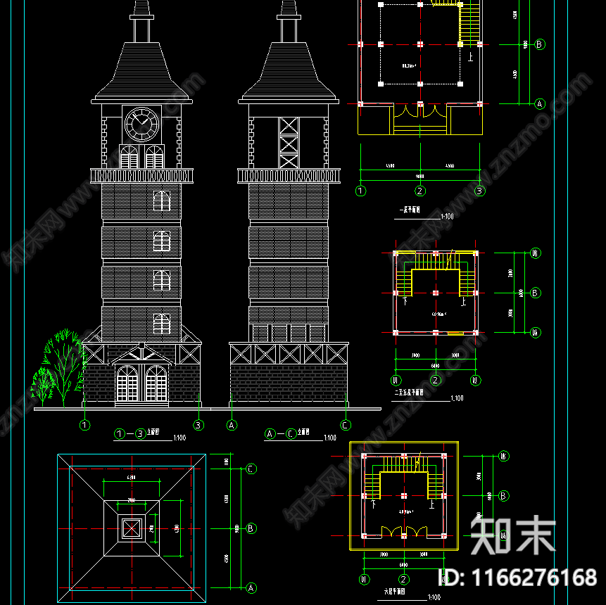 现代法式别墅建筑施工图下载【ID:1166276168】