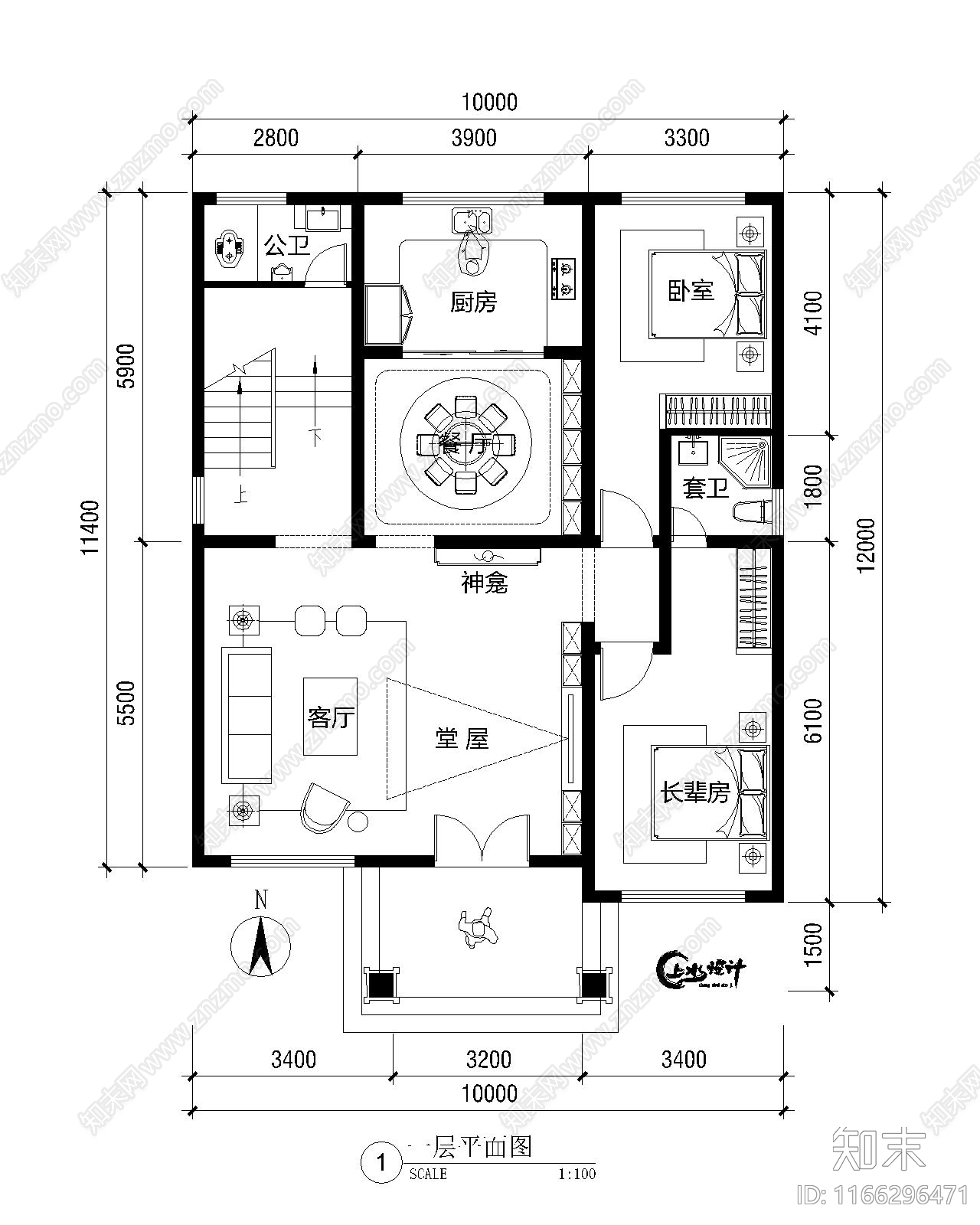 现代新中式别墅建筑施工图下载【ID:1166296471】