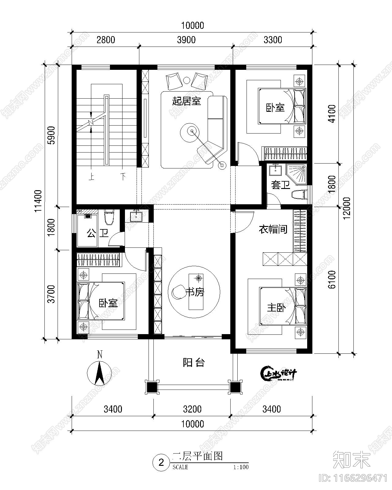 现代新中式别墅建筑施工图下载【ID:1166296471】