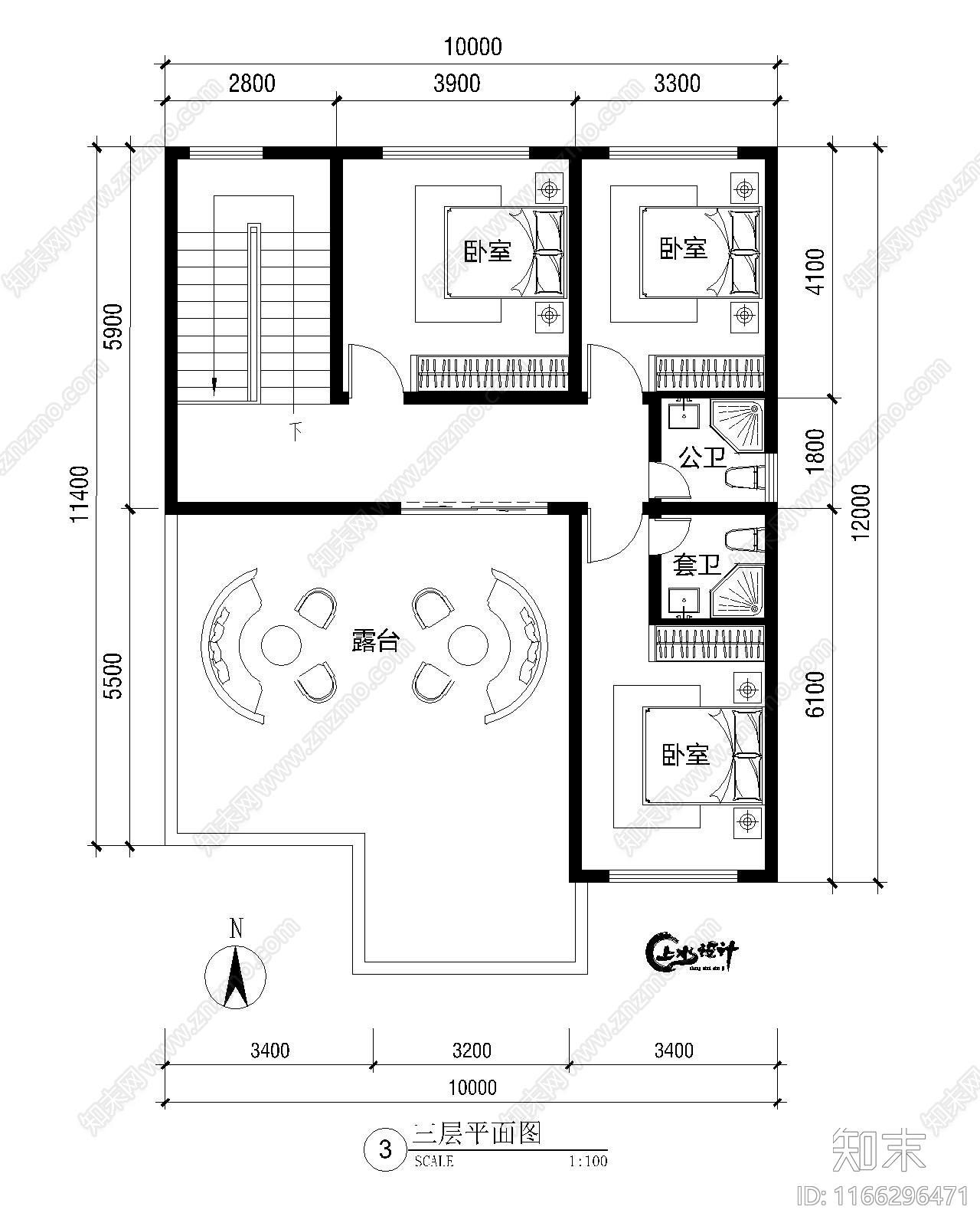 现代新中式别墅建筑施工图下载【ID:1166296471】