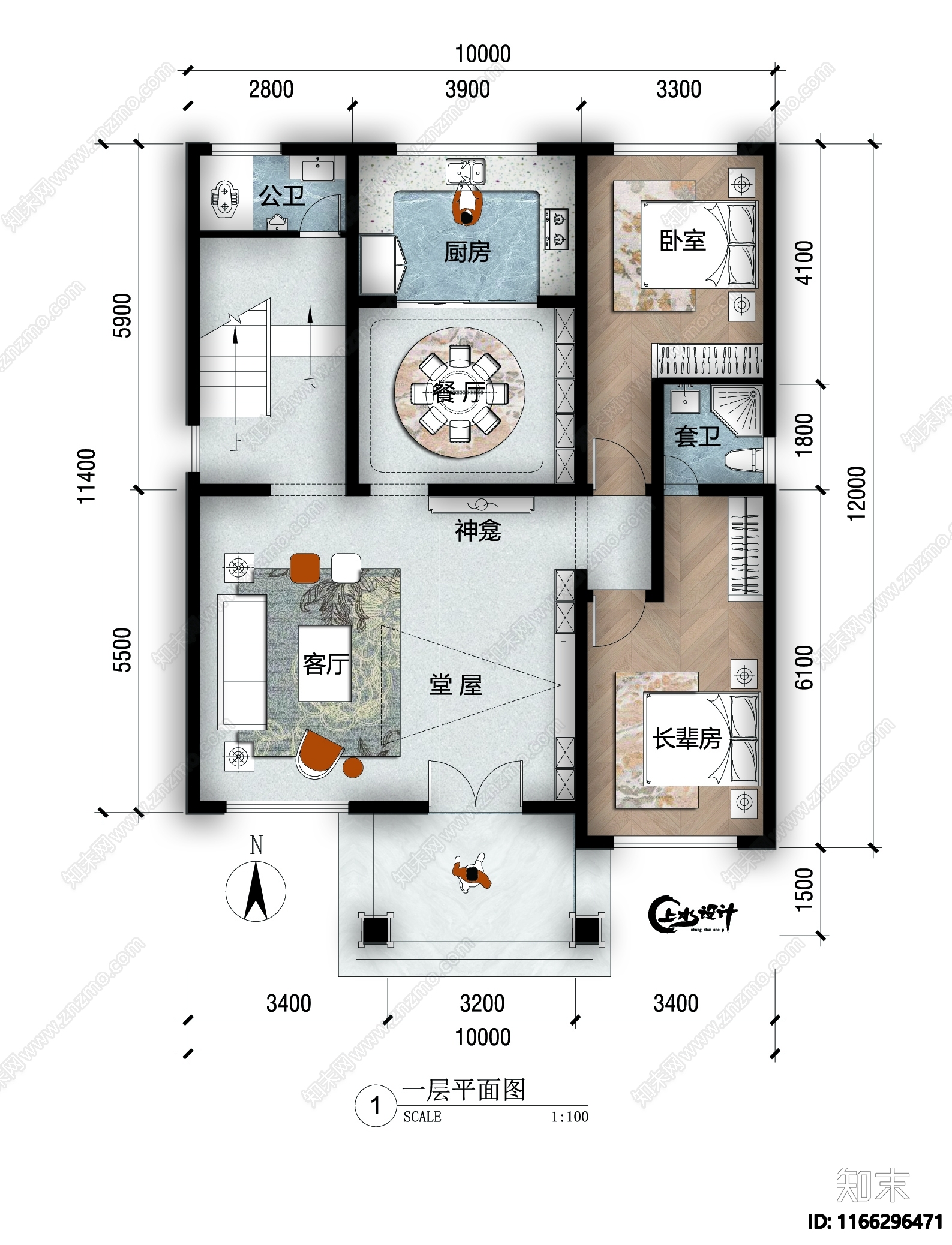 现代新中式别墅建筑施工图下载【ID:1166296471】