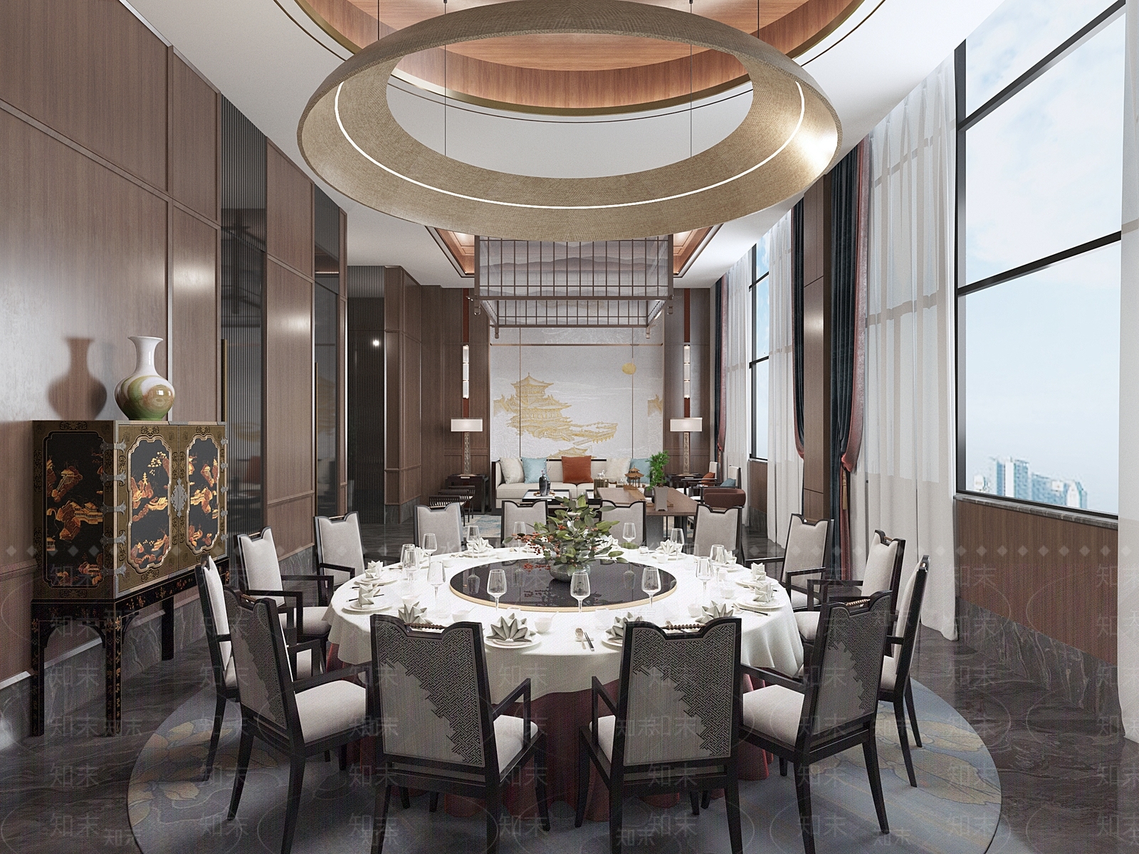 轻奢新中式包厢3D模型下载【ID:1166296869】