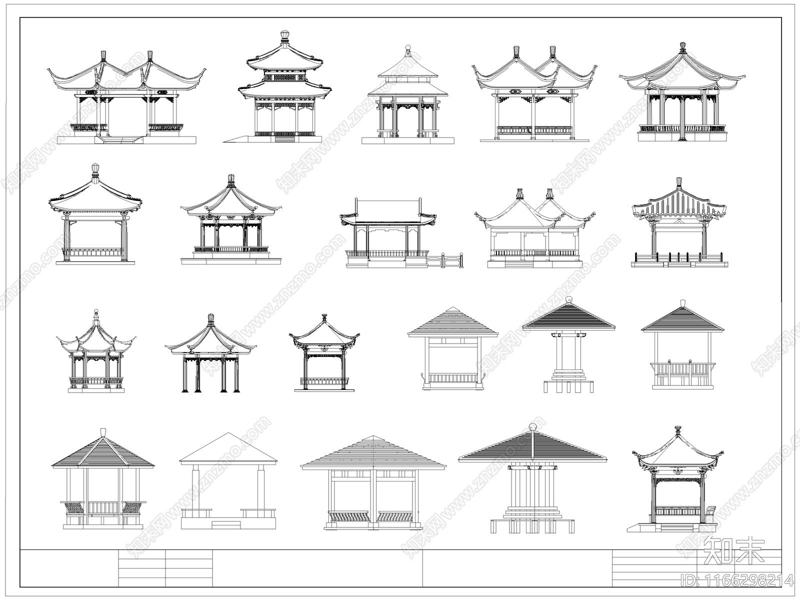 中式亭子图库施工图下载【ID:1166298214】