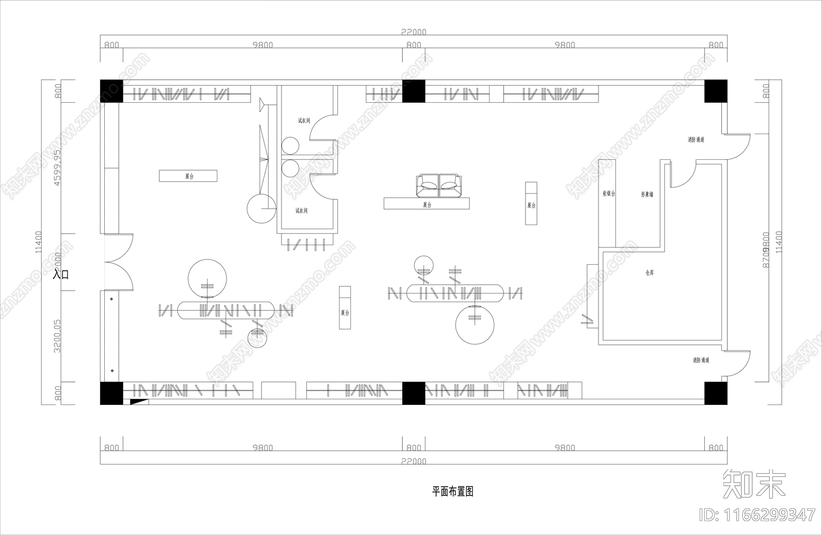 现代服装店cad施工图下载【ID:1166299347】