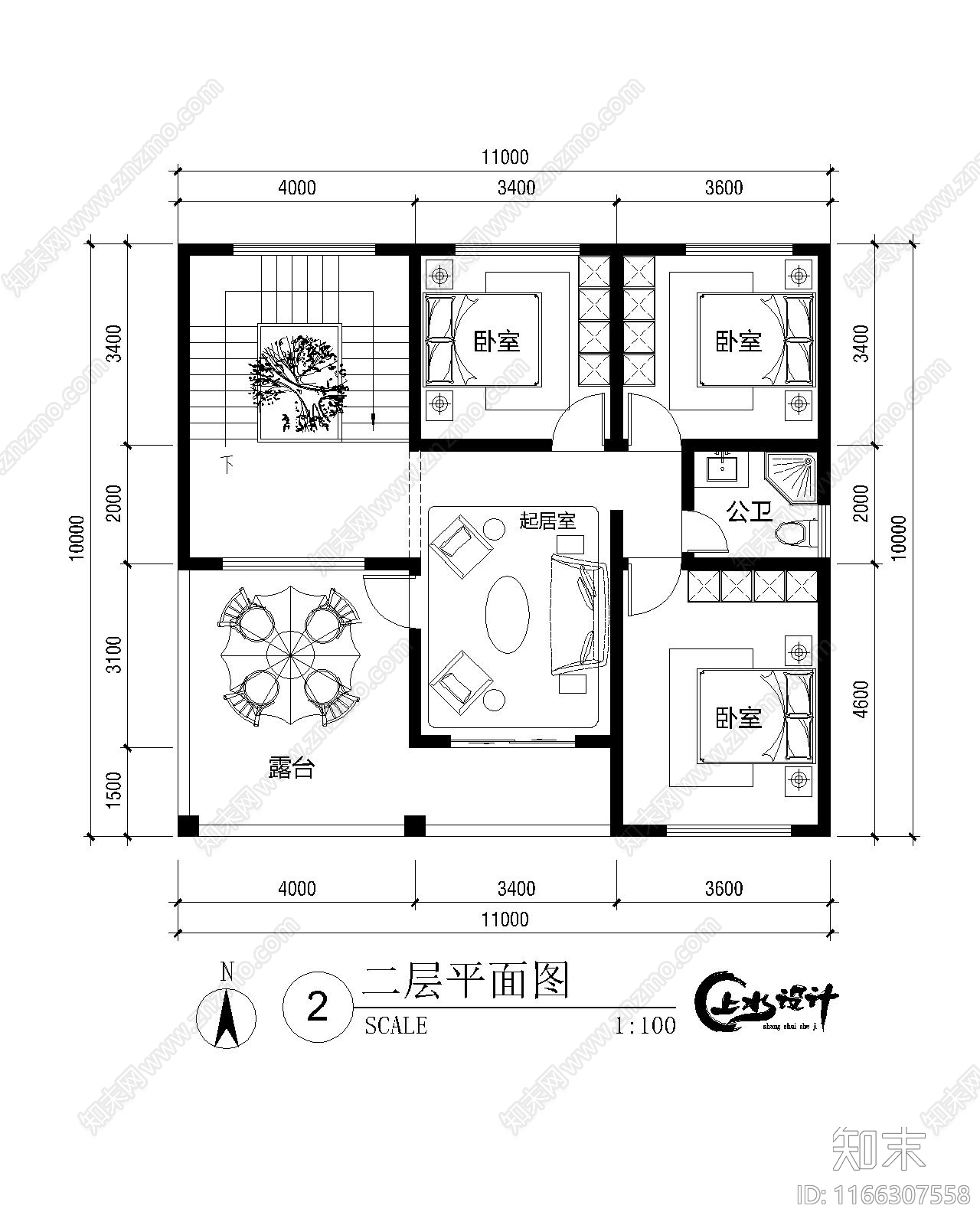 新中式现代别墅建筑cad施工图下载【ID:1166307558】