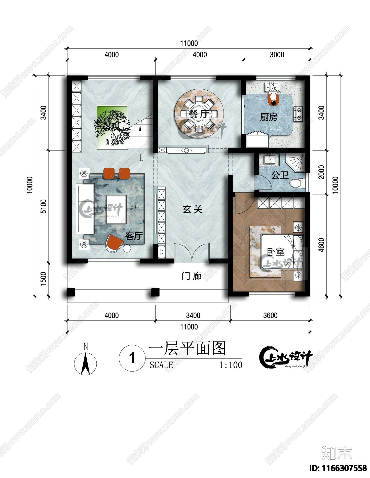 新中式现代别墅建筑cad施工图下载【ID:1166307558】