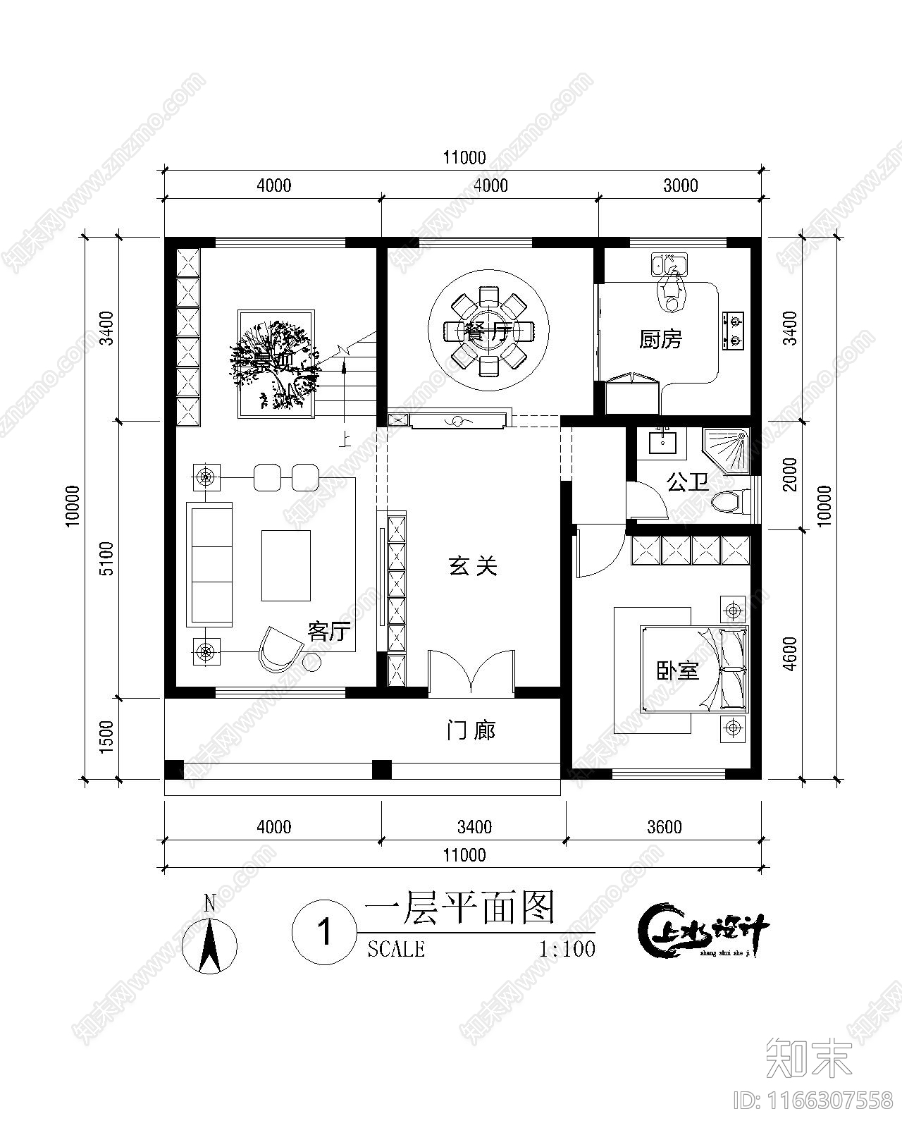 新中式现代别墅建筑cad施工图下载【ID:1166307558】