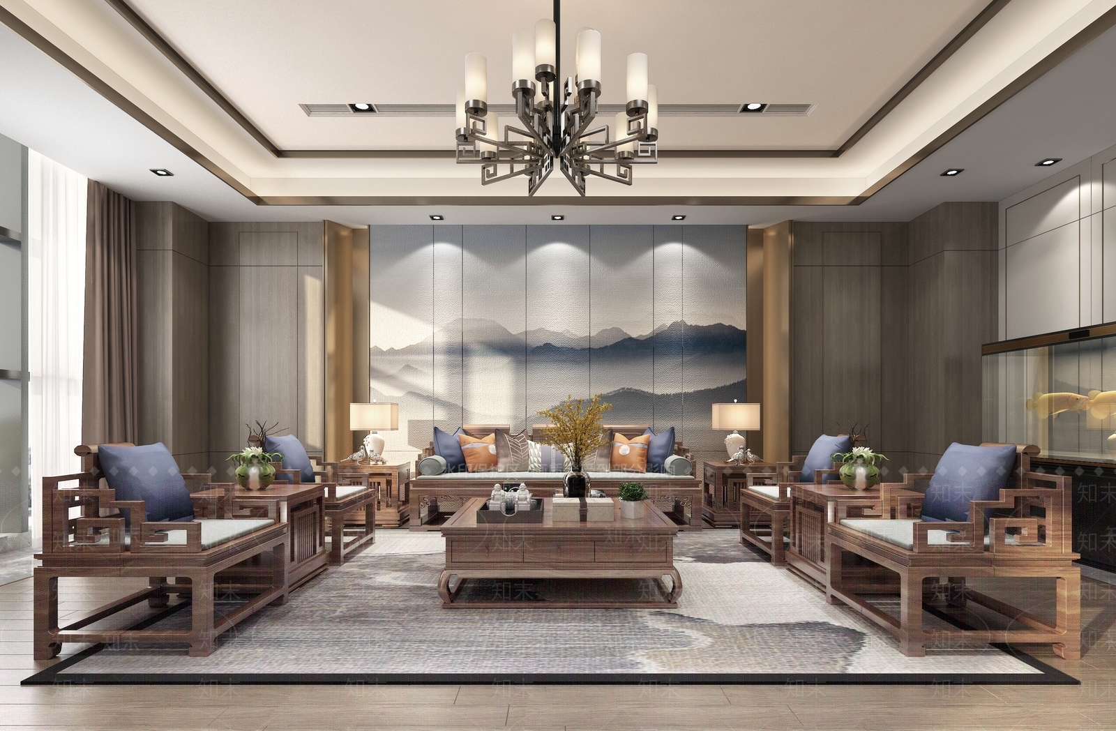 新中式中式接待室3D模型下载【ID:1166307906】