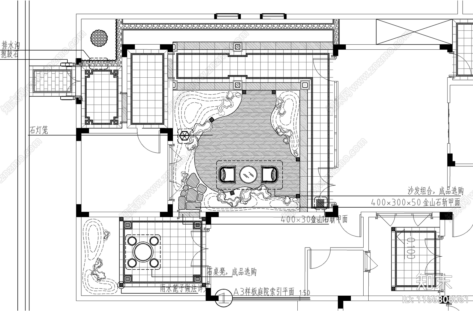 新中式庭院施工图下载【ID:1166308061】