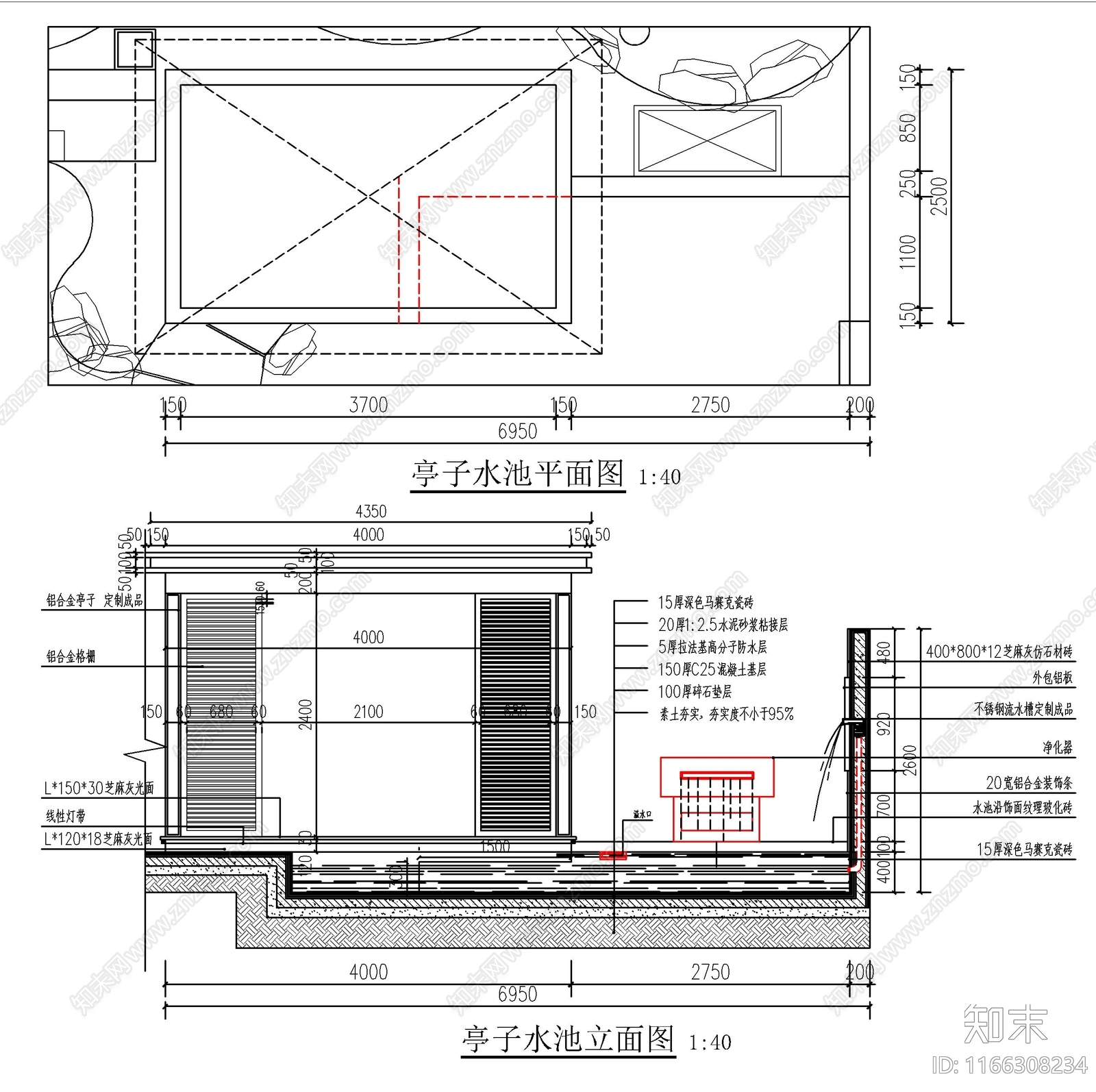 现代日式庭院cad施工图下载【ID:1166308234】