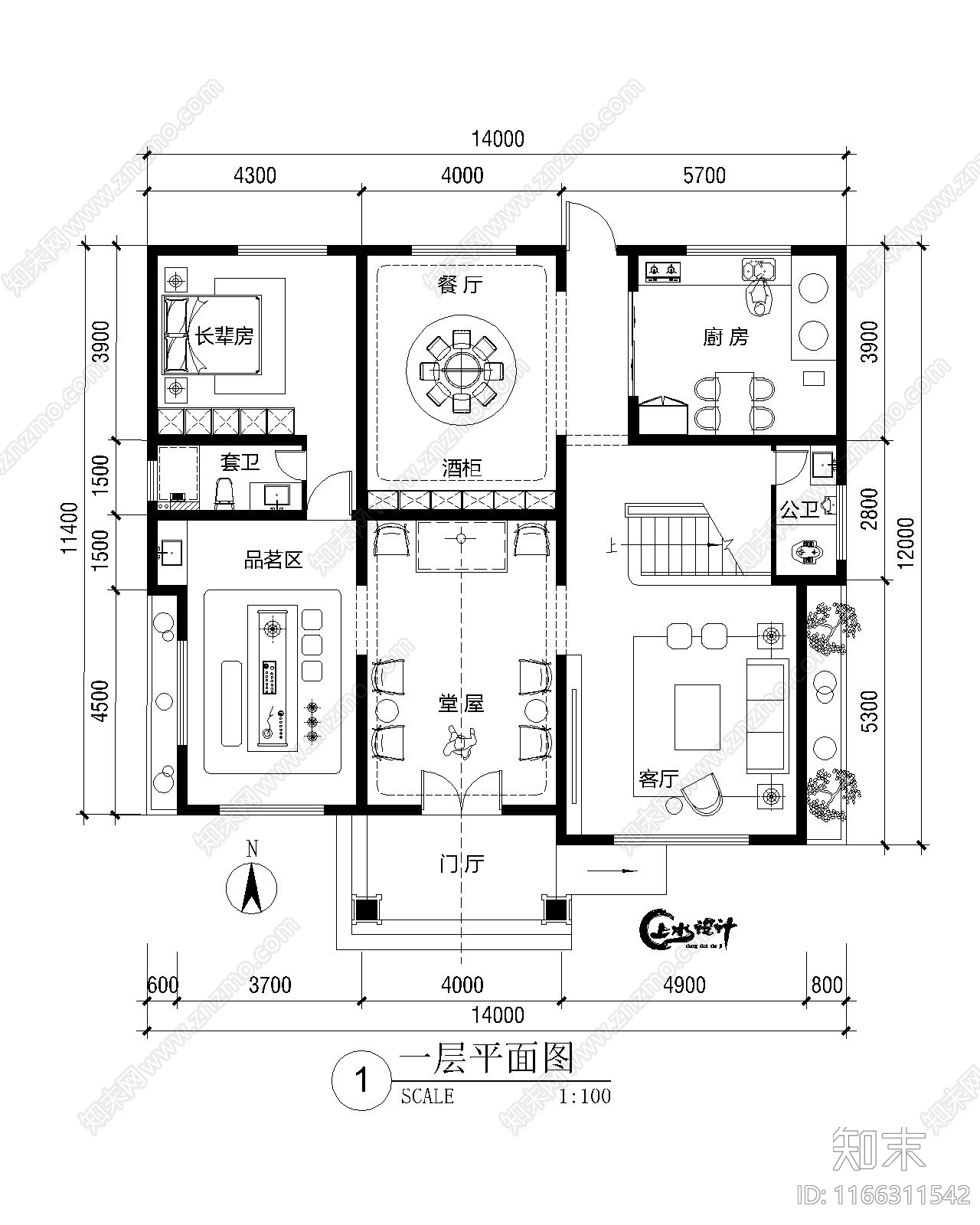 现代新中式别墅建筑cad施工图下载【ID:1166311542】