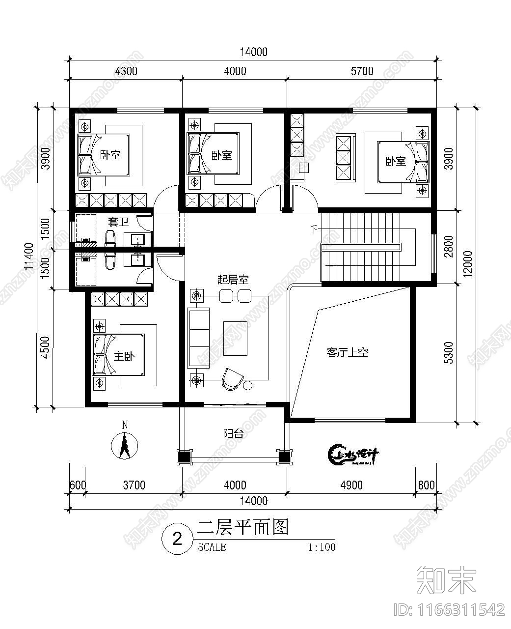 现代新中式别墅建筑cad施工图下载【ID:1166311542】