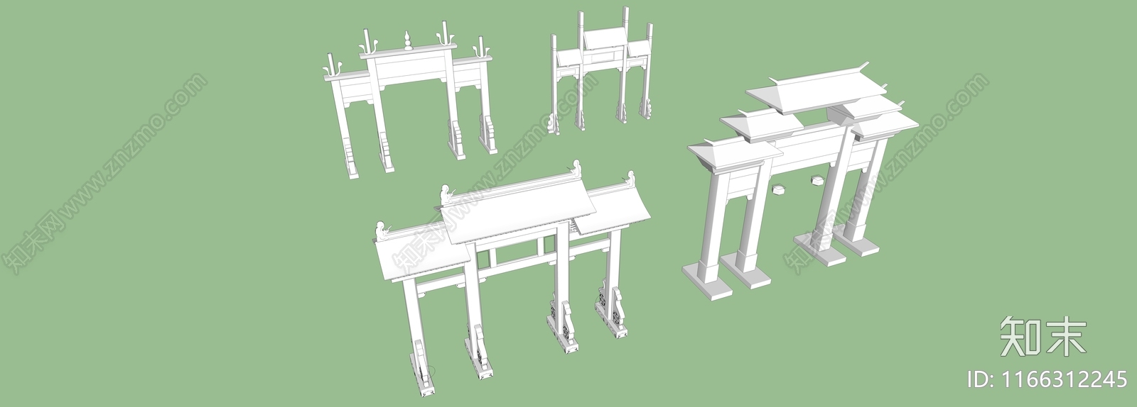 新中式中式牌坊牌楼SU模型下载【ID:1166312245】