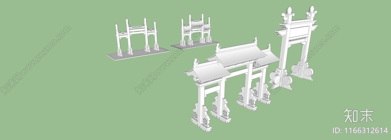 新中式中式牌坊牌楼SU模型下载【ID:1166312614】