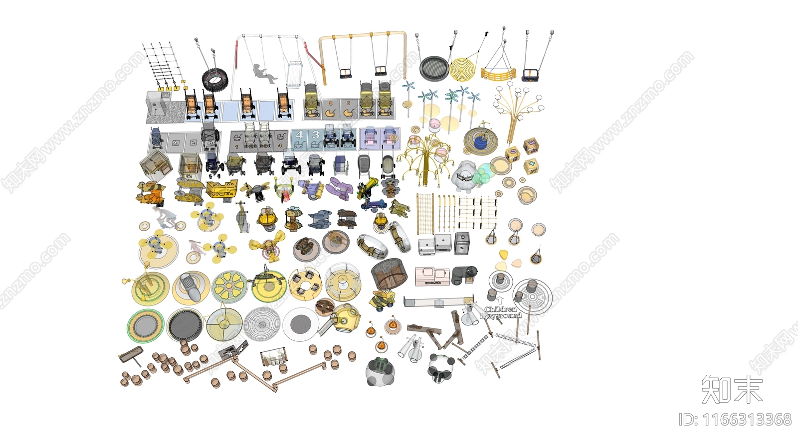 现代儿童游乐区SU模型下载【ID:1166313368】