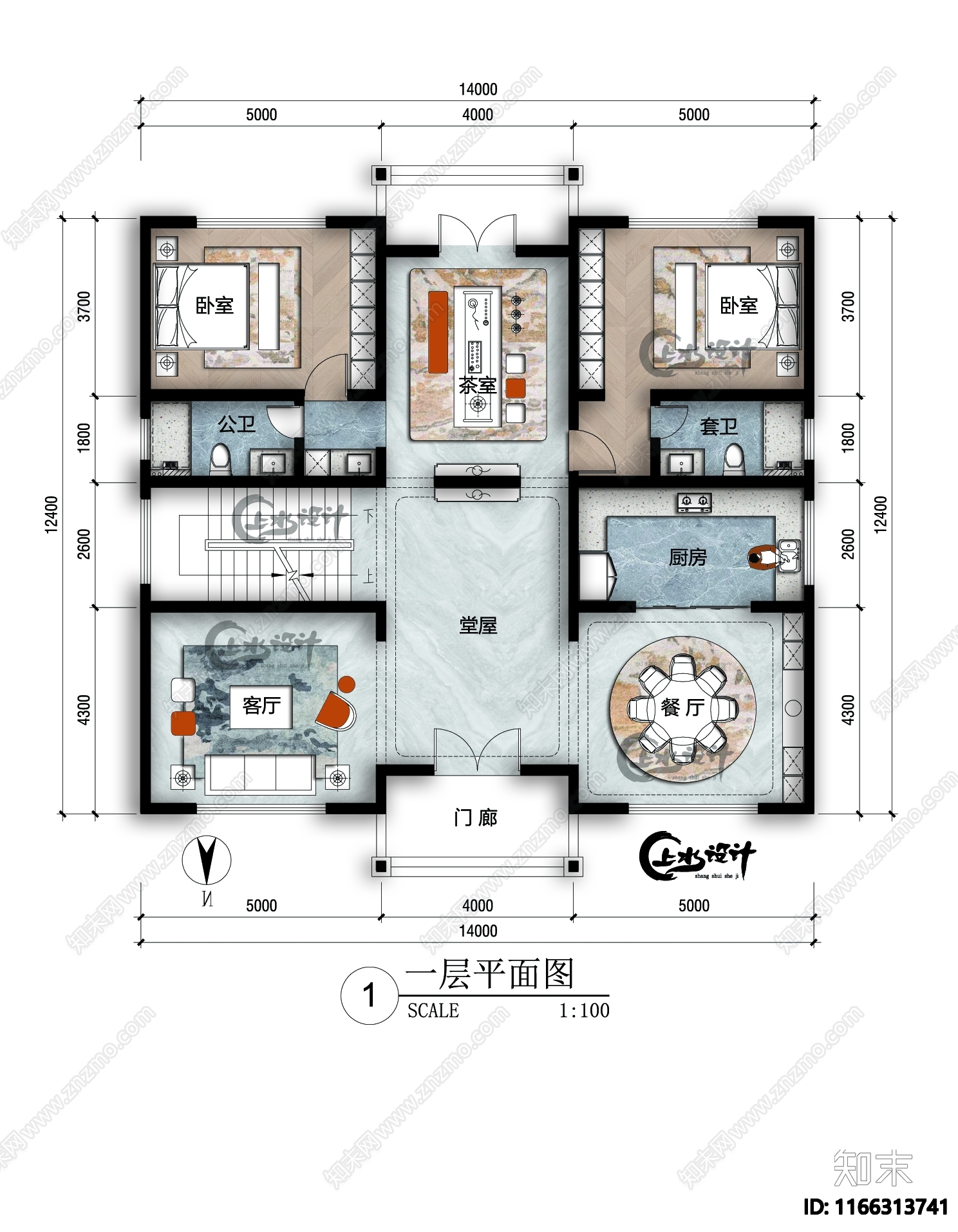 现代新中式别墅建筑cad施工图下载【ID:1166313741】