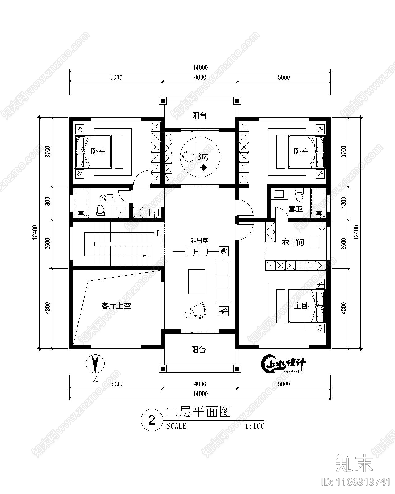 现代新中式别墅建筑cad施工图下载【ID:1166313741】