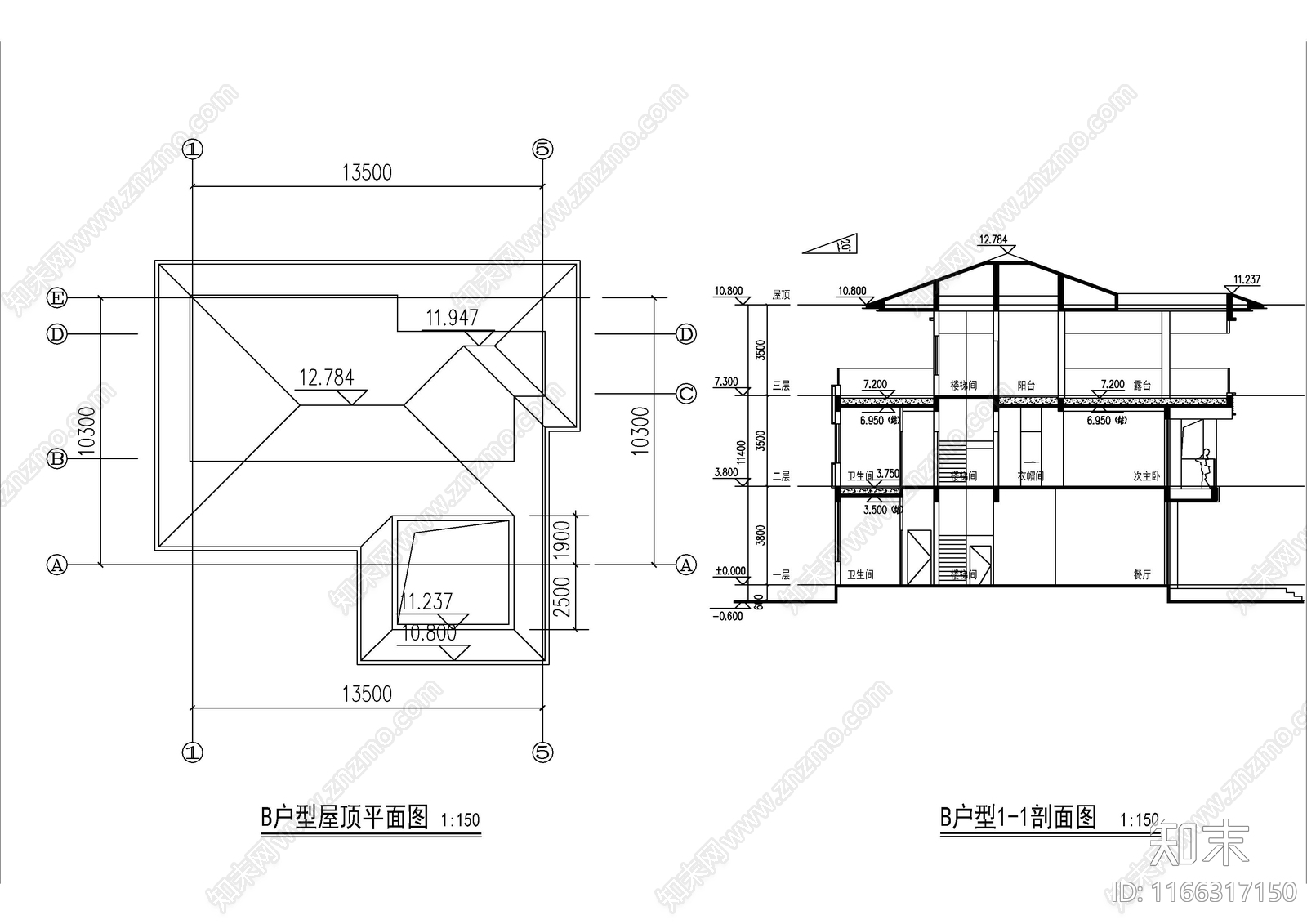 现代民宿建筑cad施工图下载【ID:1166317150】