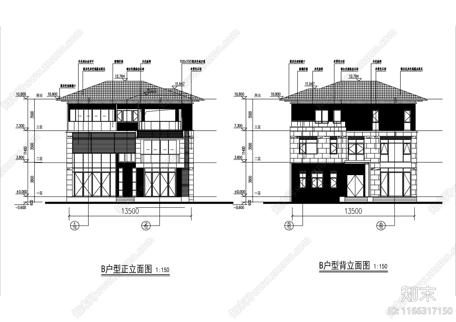 现代民宿建筑cad施工图下载【ID:1166317150】