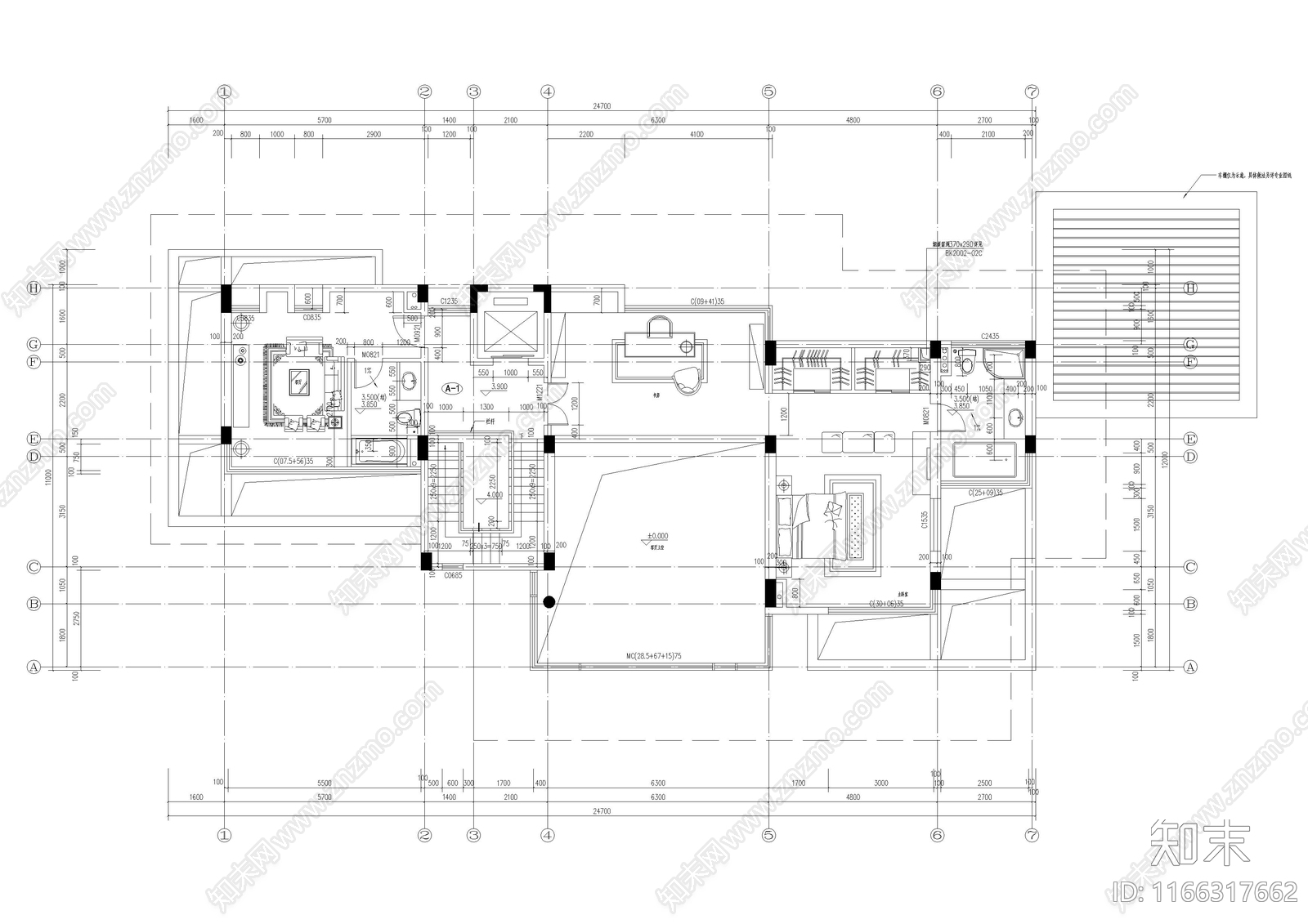 现代民宿建筑cad施工图下载【ID:1166317662】