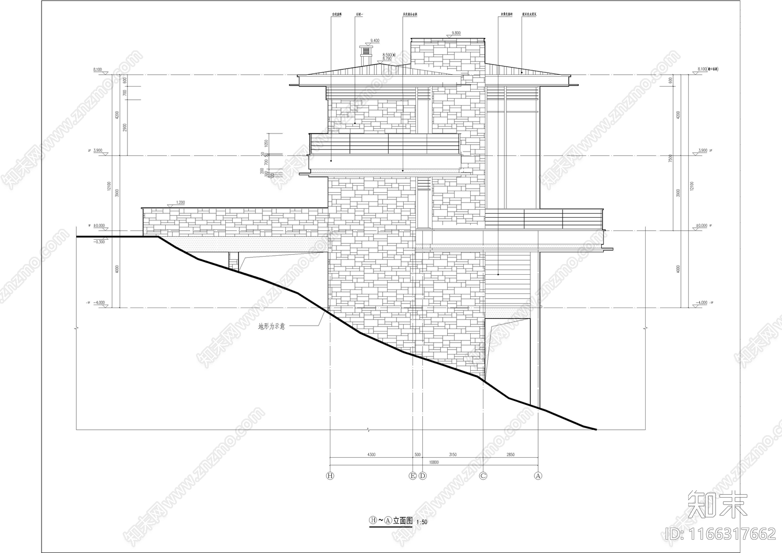 现代民宿建筑cad施工图下载【ID:1166317662】