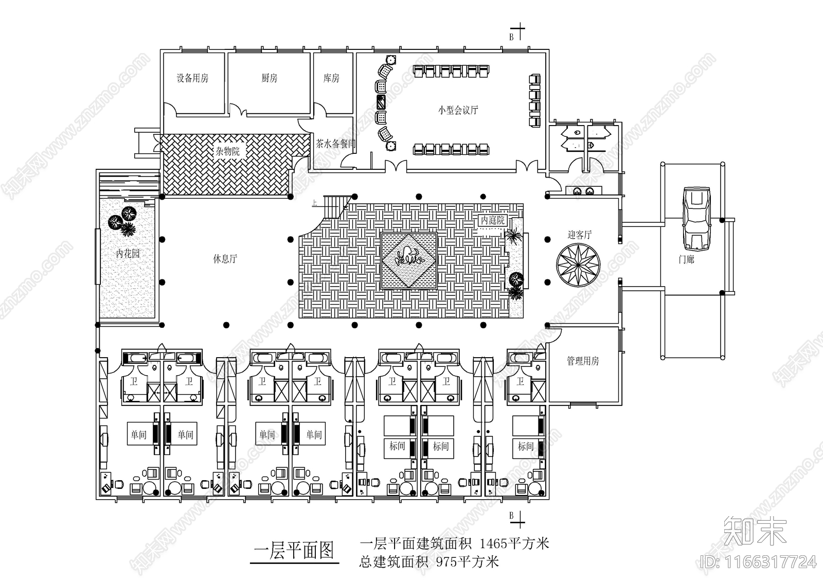 现代酒店建筑cad施工图下载【ID:1166317724】