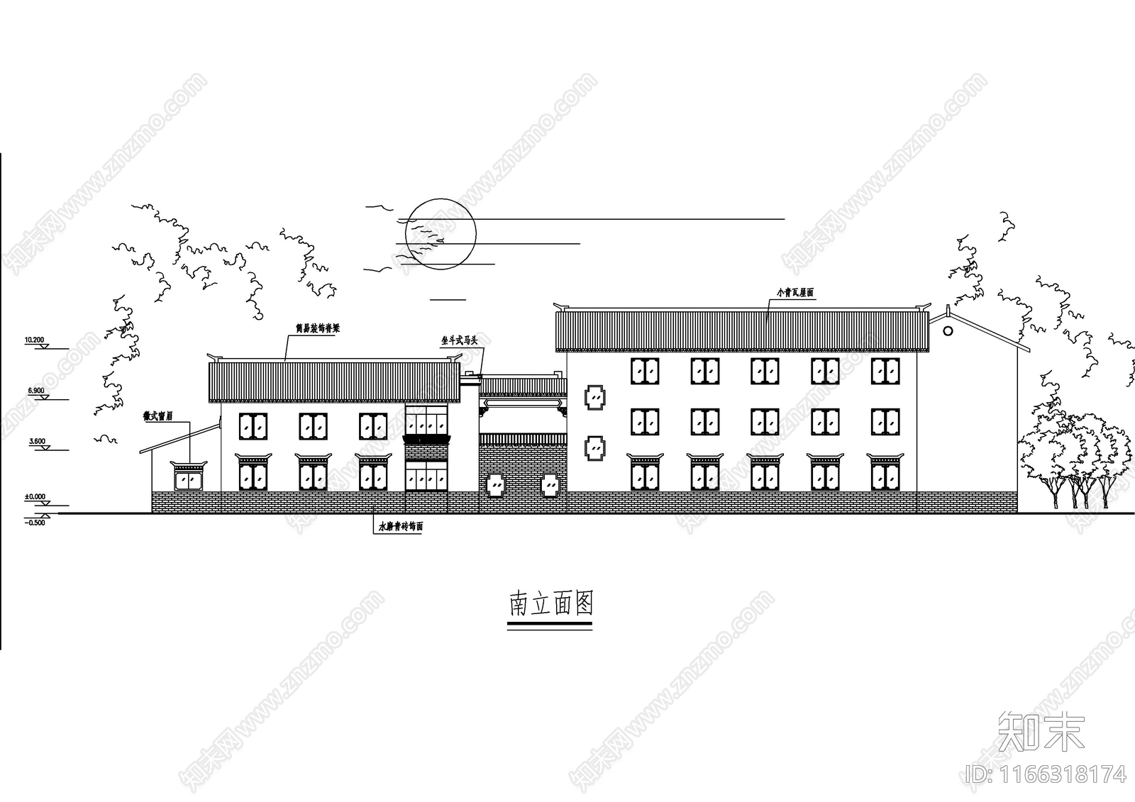 现代民宿建筑cad施工图下载【ID:1166318174】