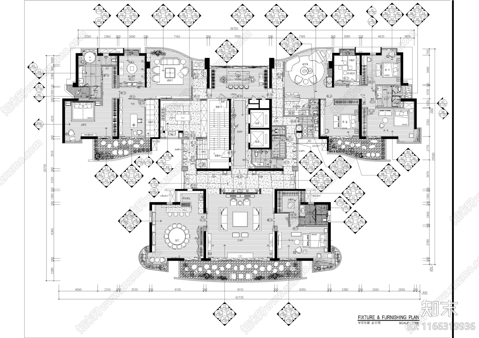 现代酒店cad施工图下载【ID:1166319936】