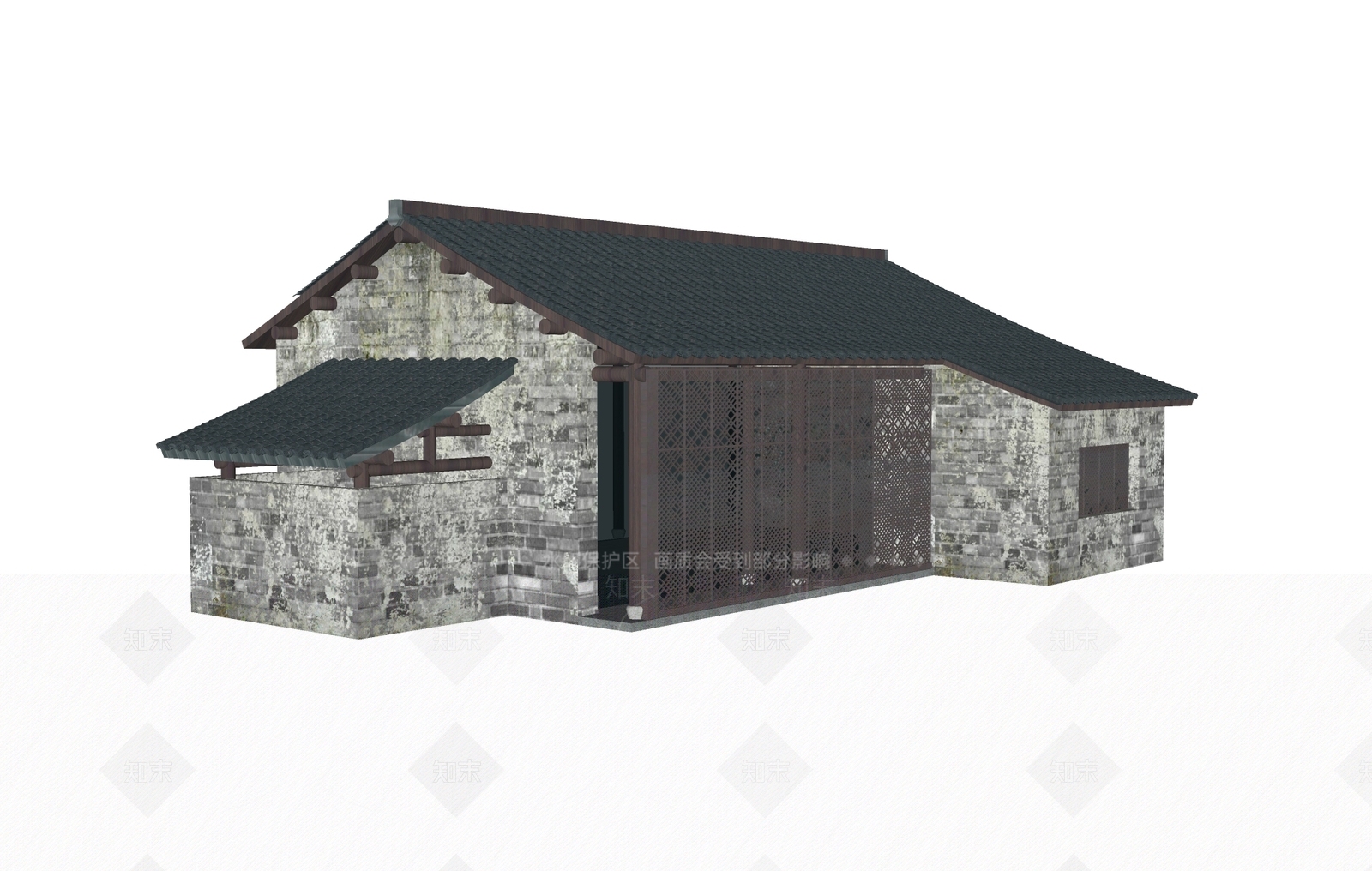 新中式中式古建筑SU模型下载【ID:1166321721】