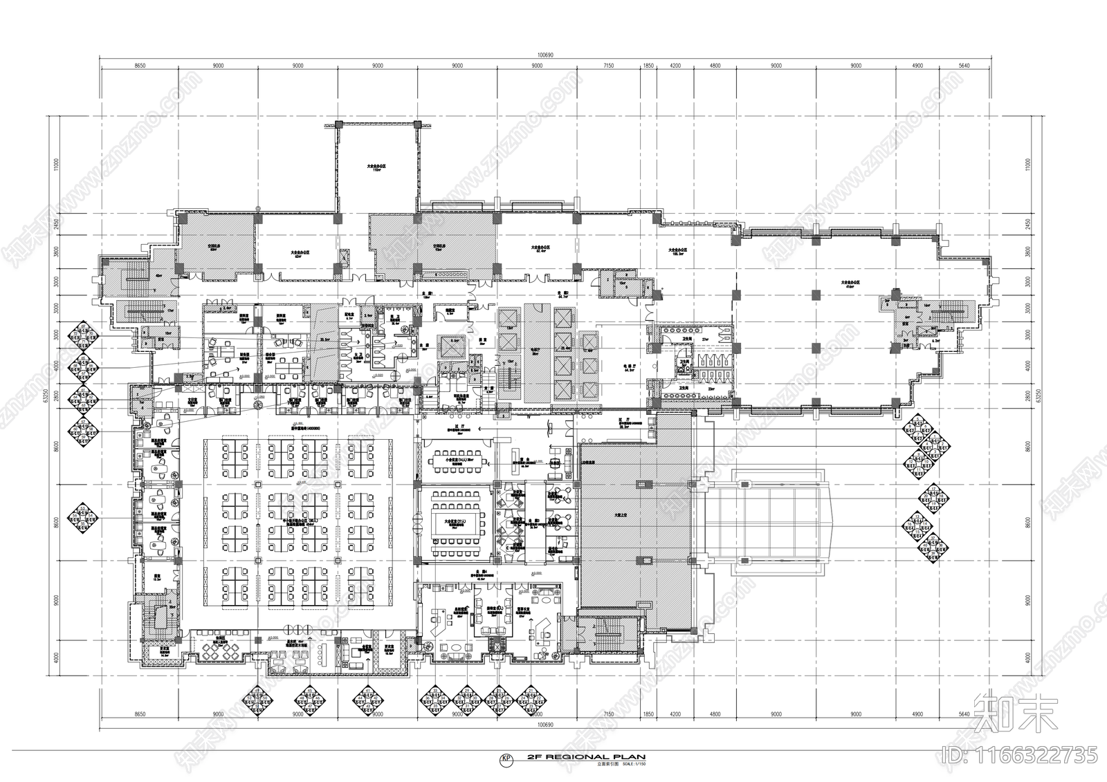 现代整体办公空间cad施工图下载【ID:1166322735】