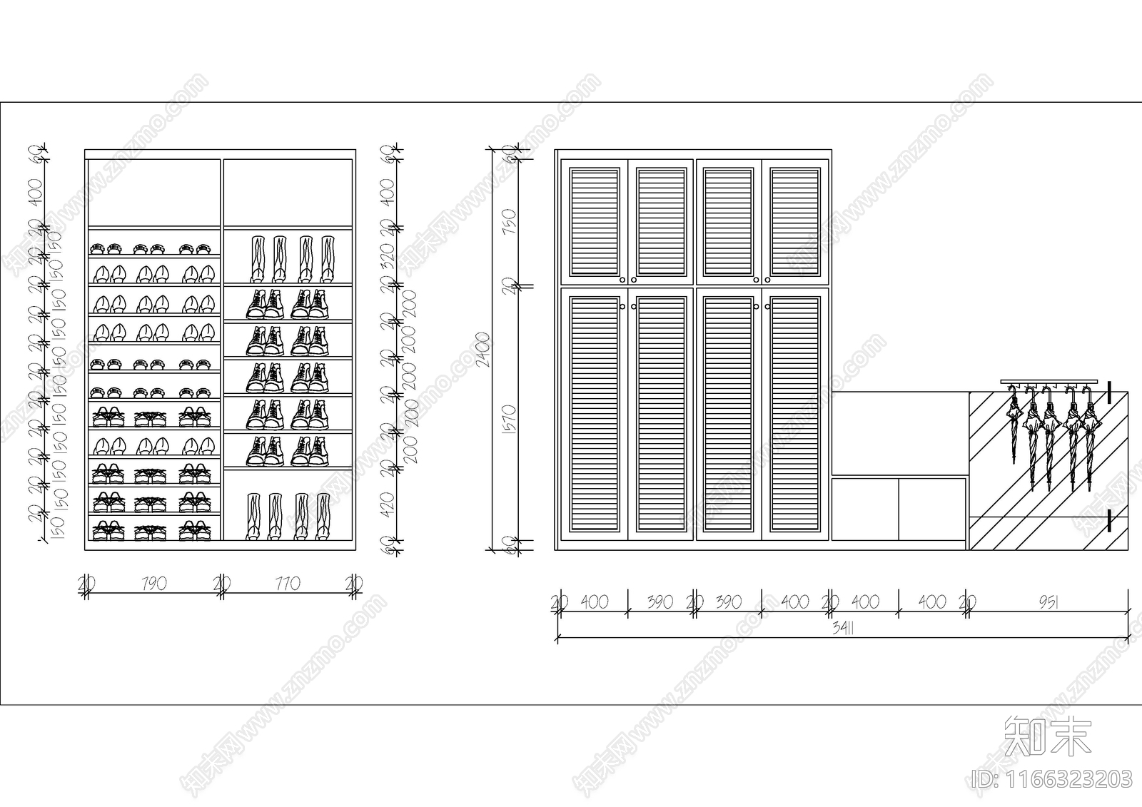现代柜子cad施工图下载【ID:1166323203】
