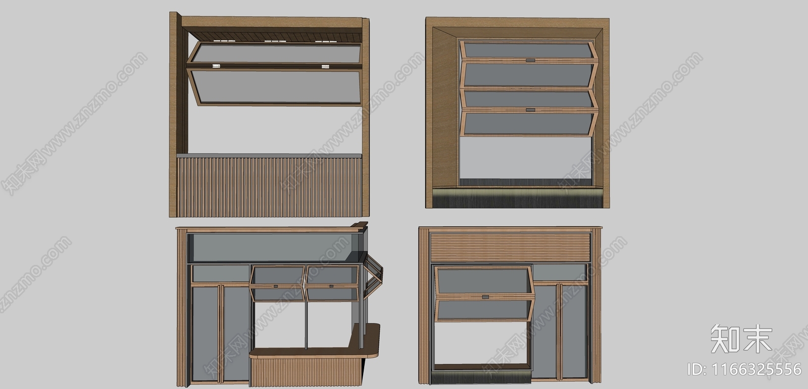 新中式折叠窗SU模型下载【ID:1166325556】